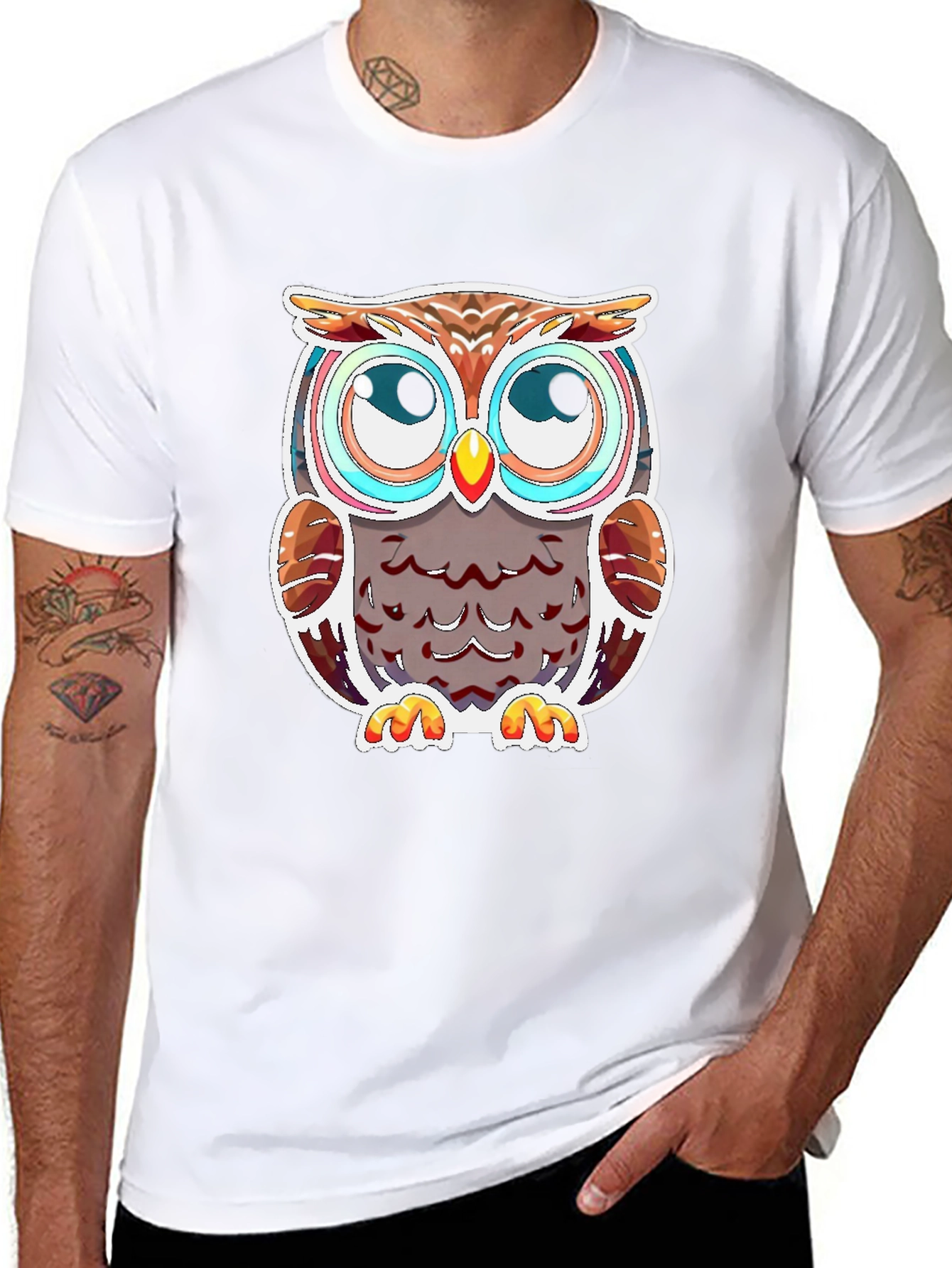 Black Owl Graphic Tee - Black Cotton Blend view 8