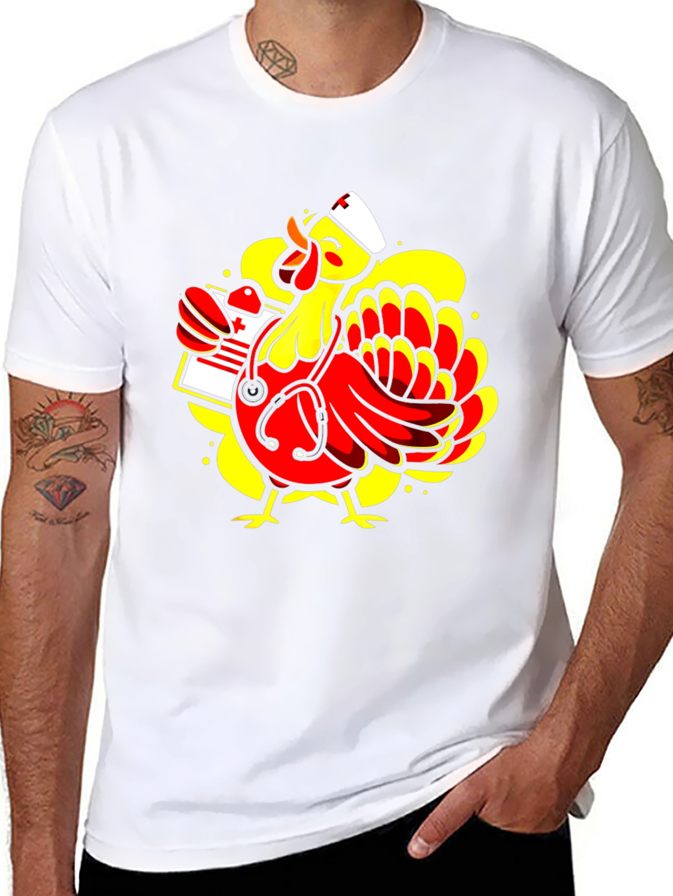 Black Nurse Chicken T-Shirt - Funny Animal Tee view 8