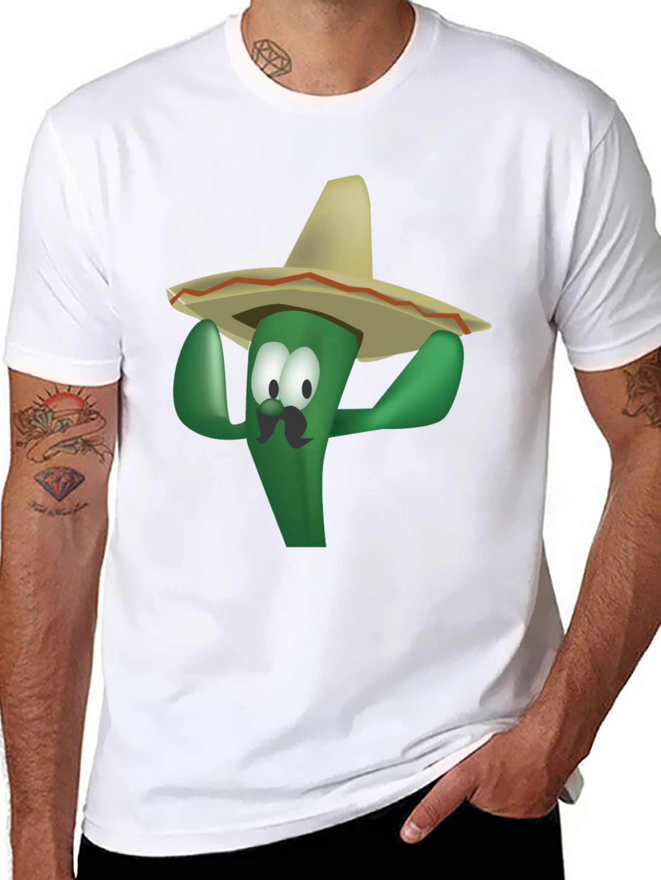 Black Funny Cactus Sombrero T-Shirt - Viva Mexico! view 8
