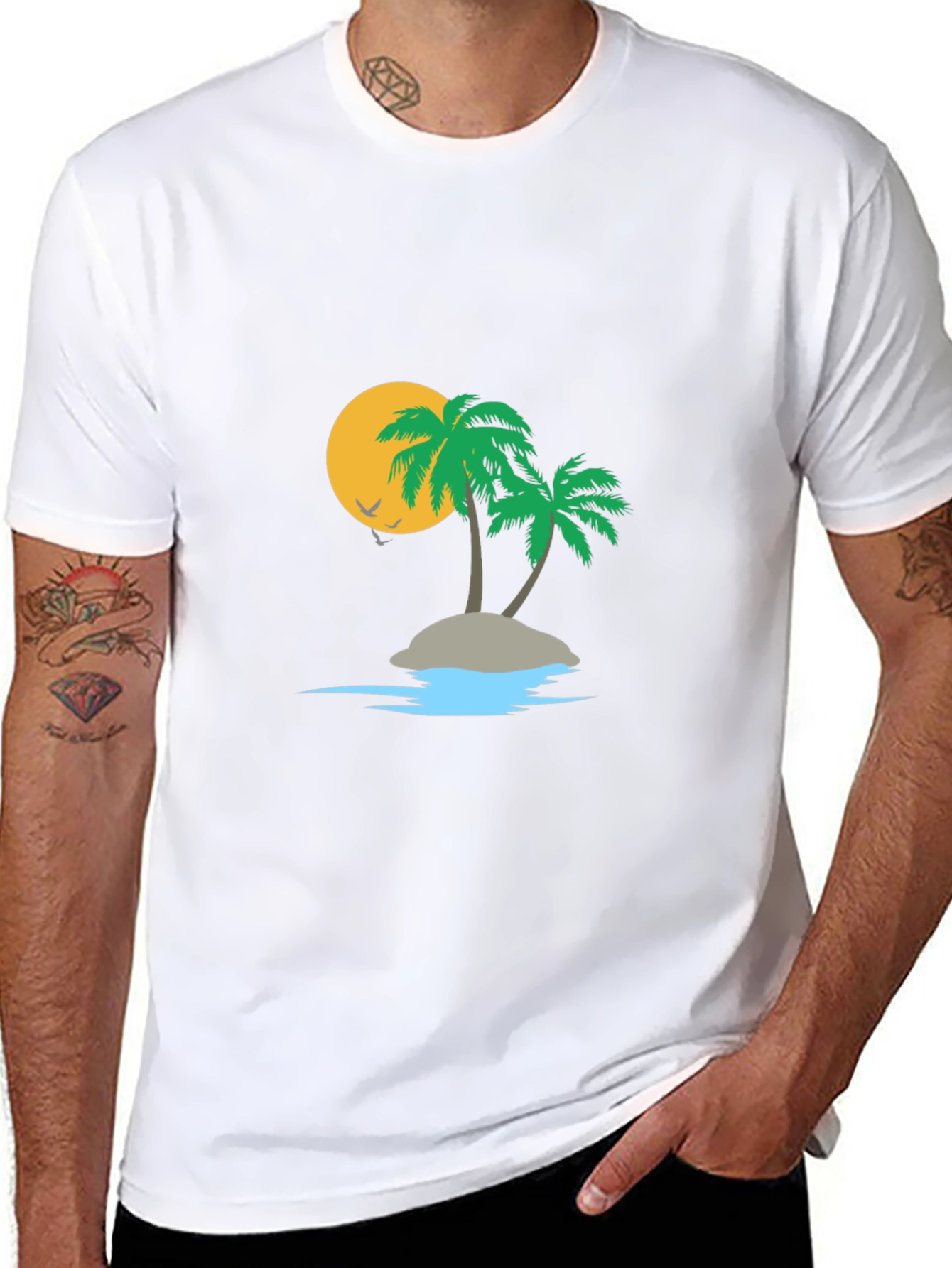 Black Tropical Island Graphic Tee view 8
