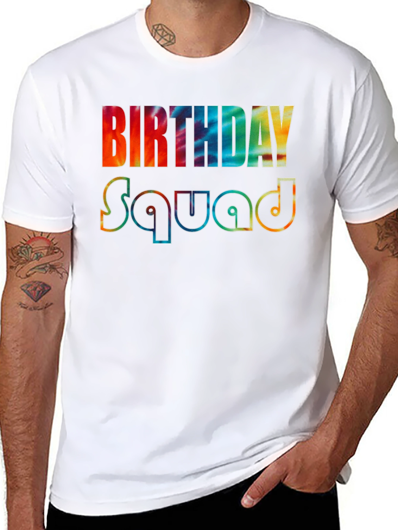 Black Birthday Squad Tie-Dye Graphic Tee view 8