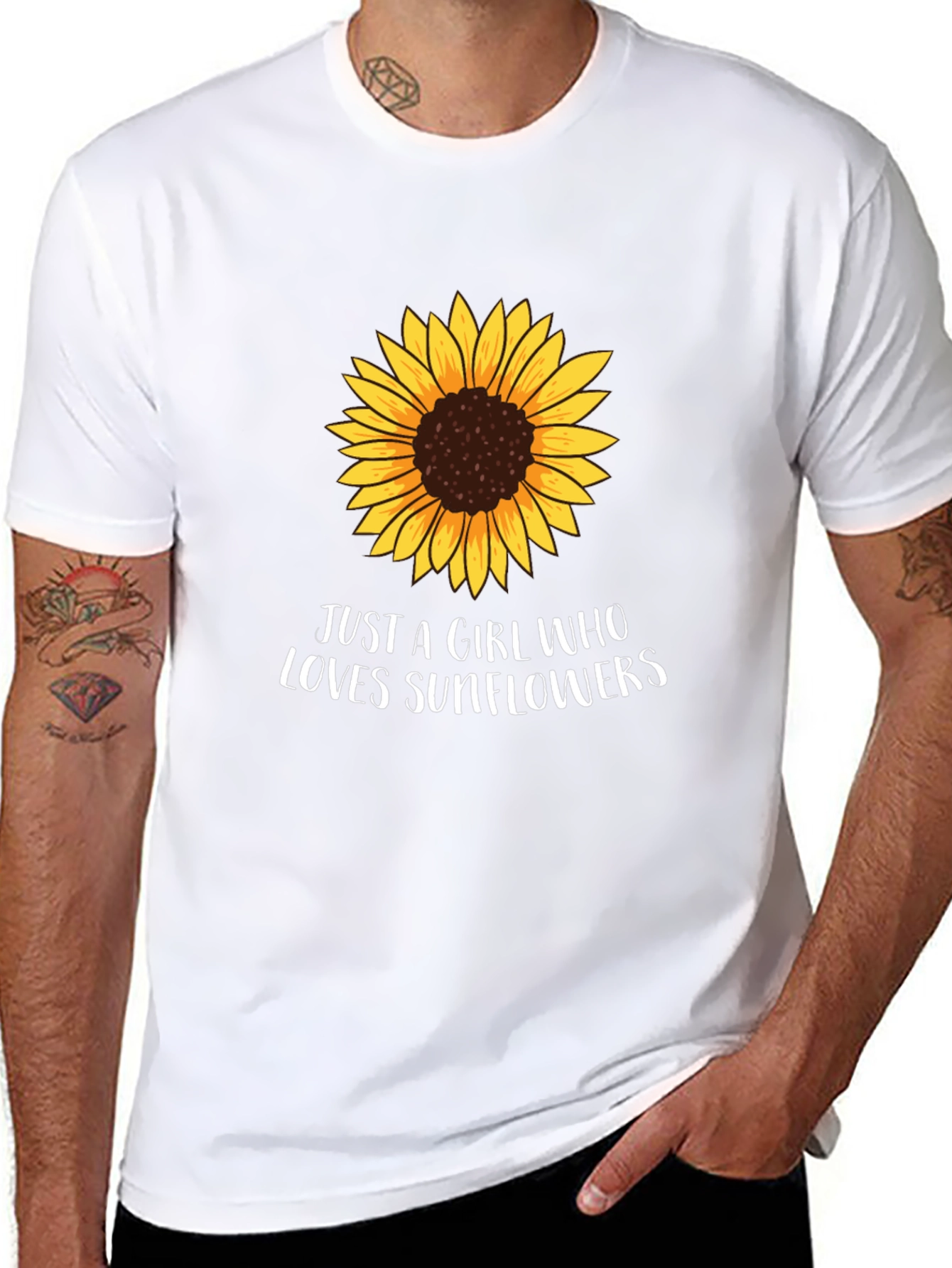 Black Sunflower Graphic Tee - "Just a Girl Who Loves Sunflowers" view 8