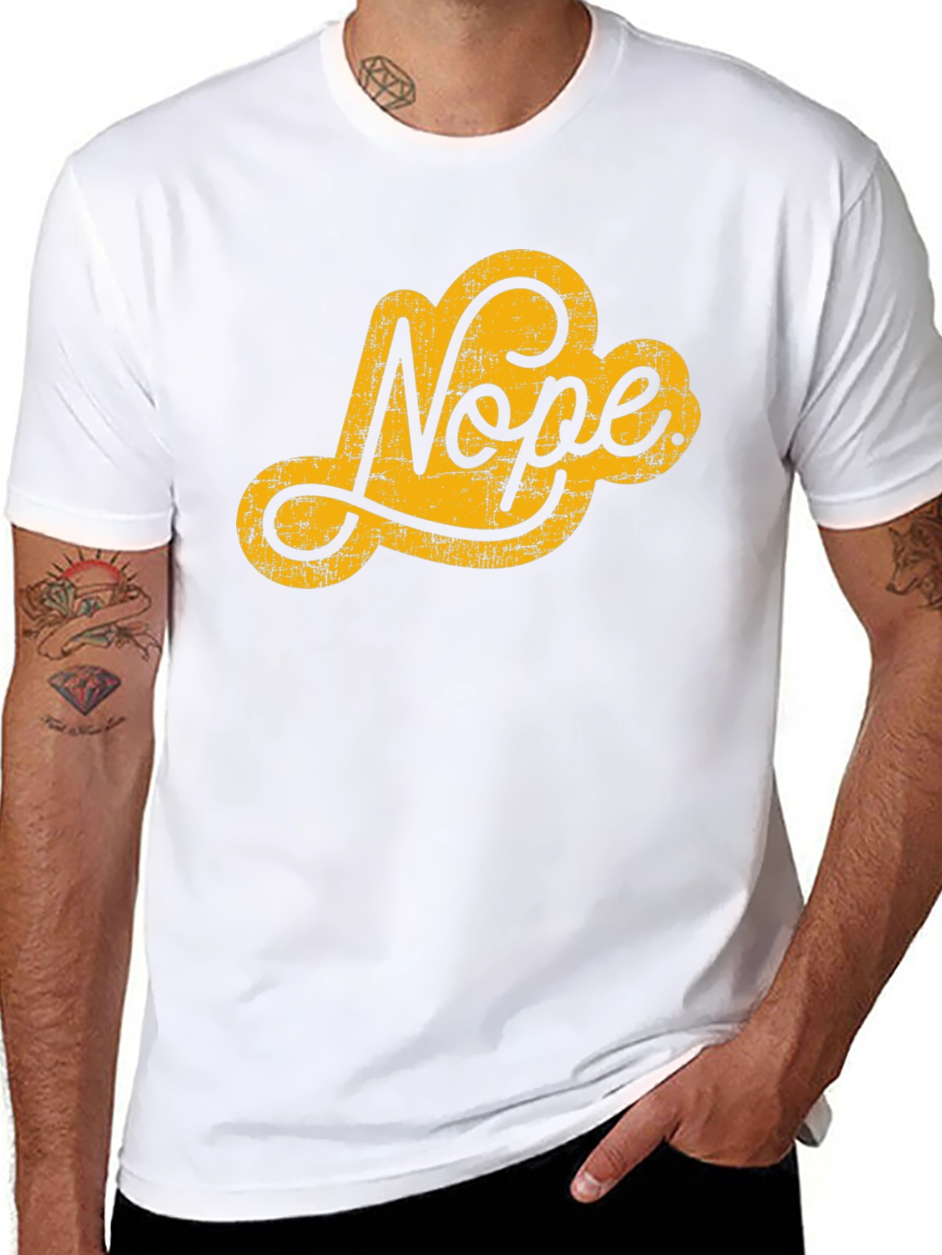 Black Nope Graphic Tee - Black Crew Neck T-Shirt view 8