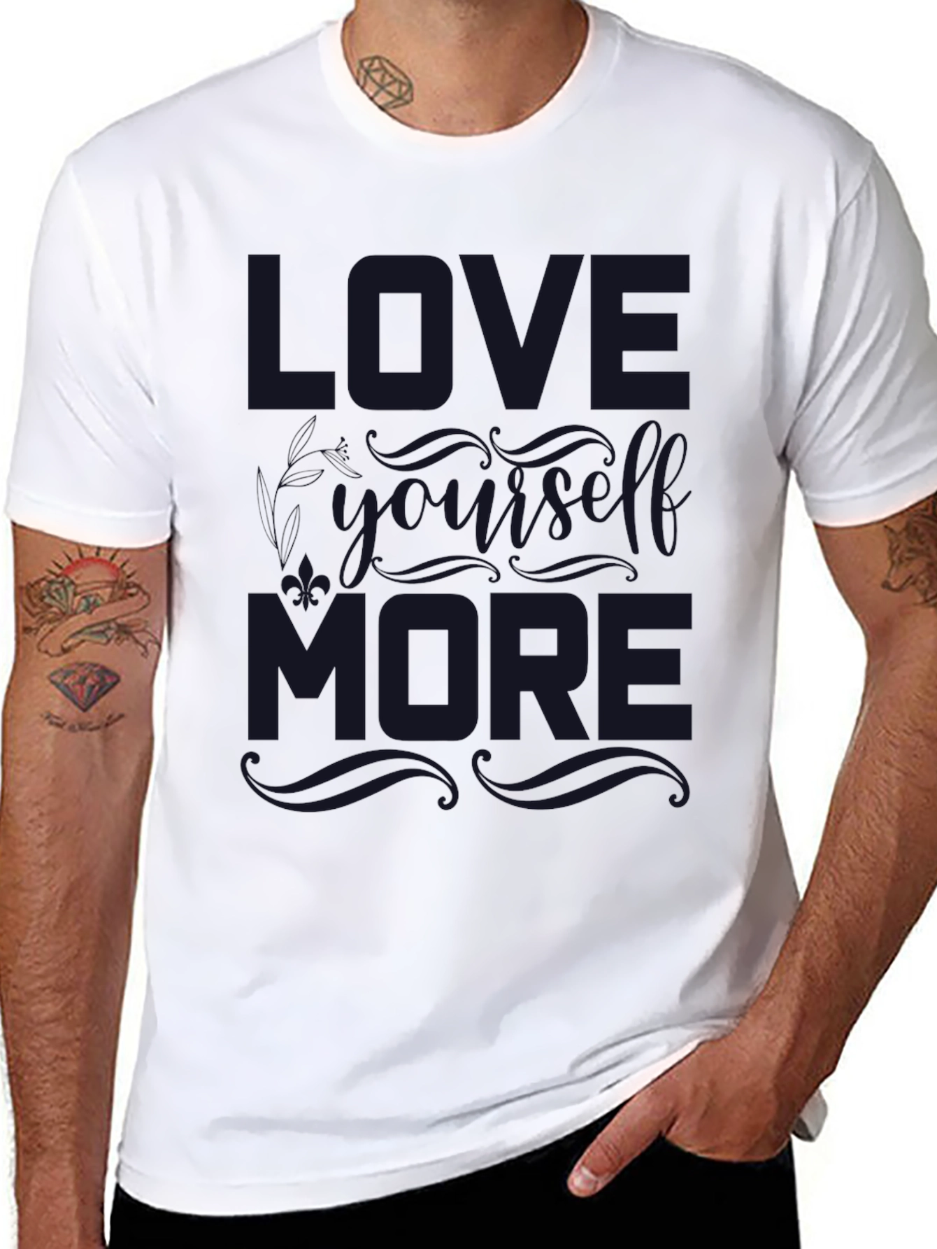 Black Love Yourself More Graphic T-Shirt view 8
