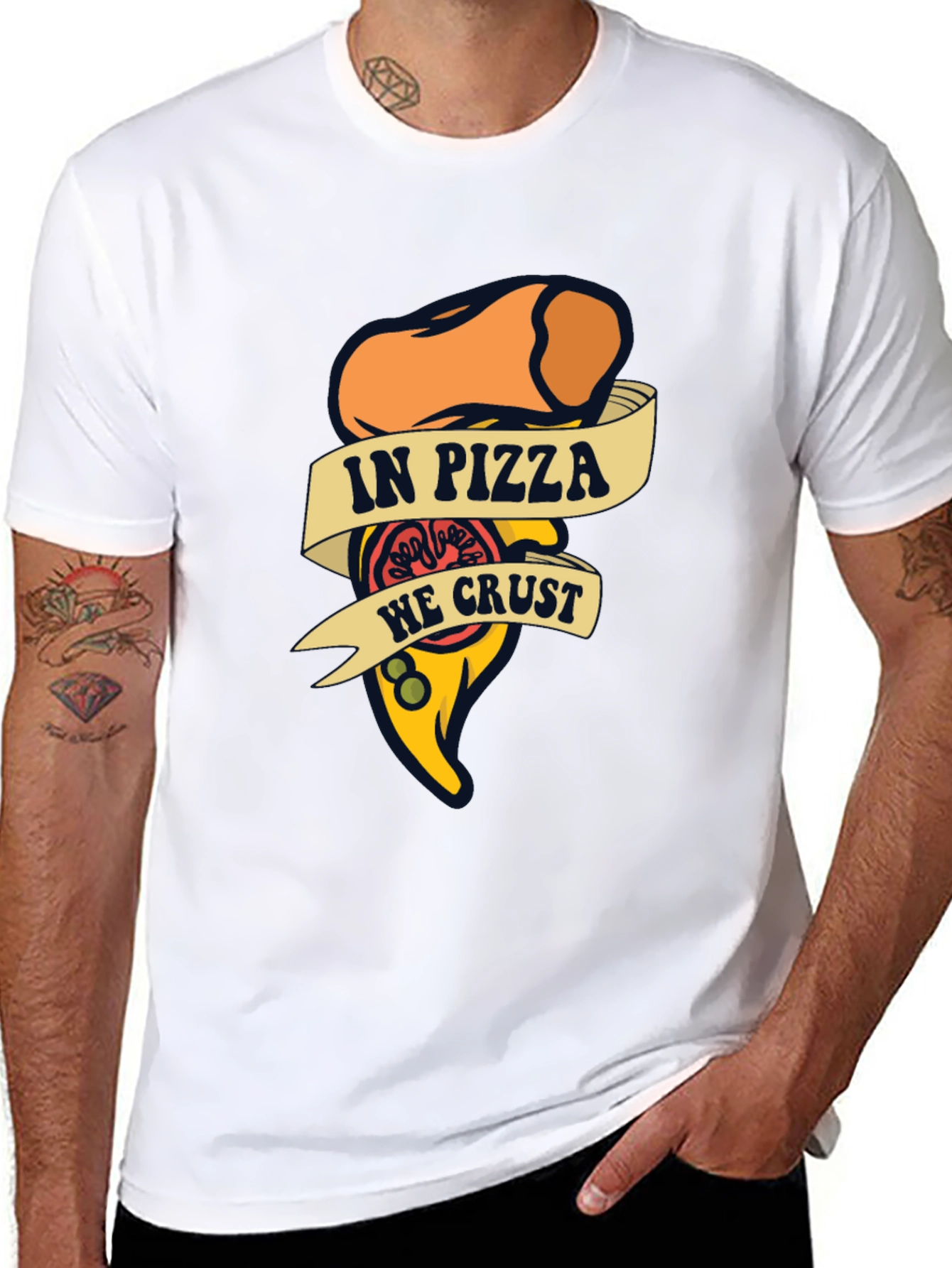 Black In Pizza We Crust Funny Graphic T-Shirt view 8