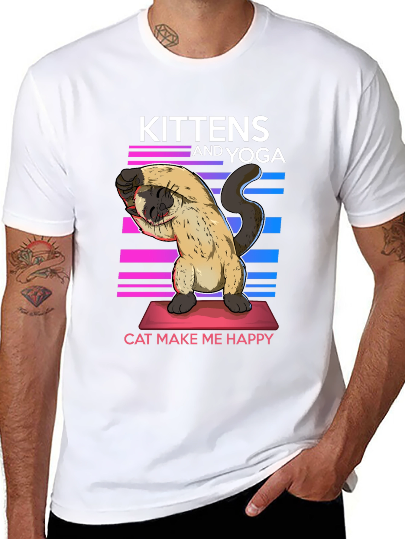 Black Kittens & Yoga Cat Lover T-Shirt view 8