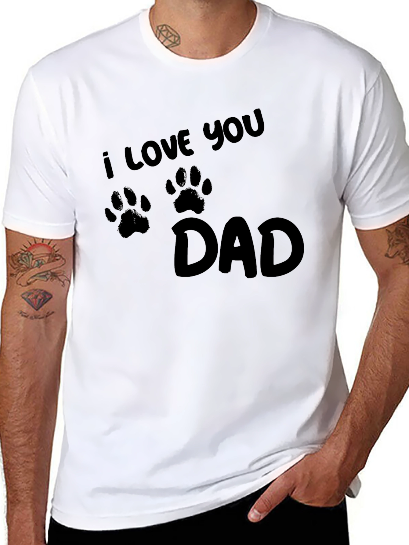 Black I Love You Dad Paw Print T-Shirt view 8