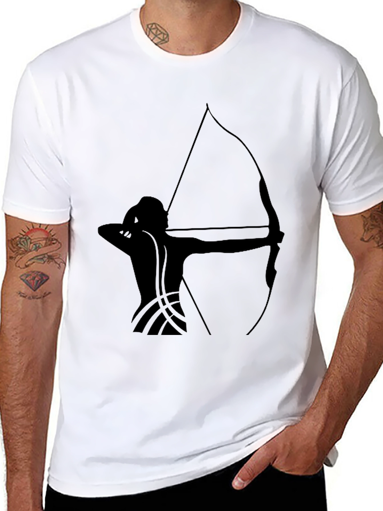 Black Archery Silhouette Black T-Shirt view 8
