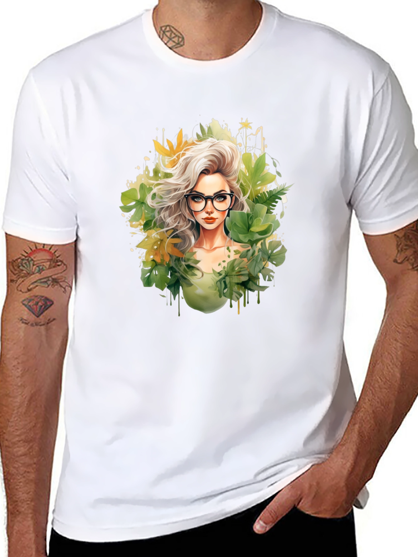 Black Stylish Nature Girl T-Shirt view 8