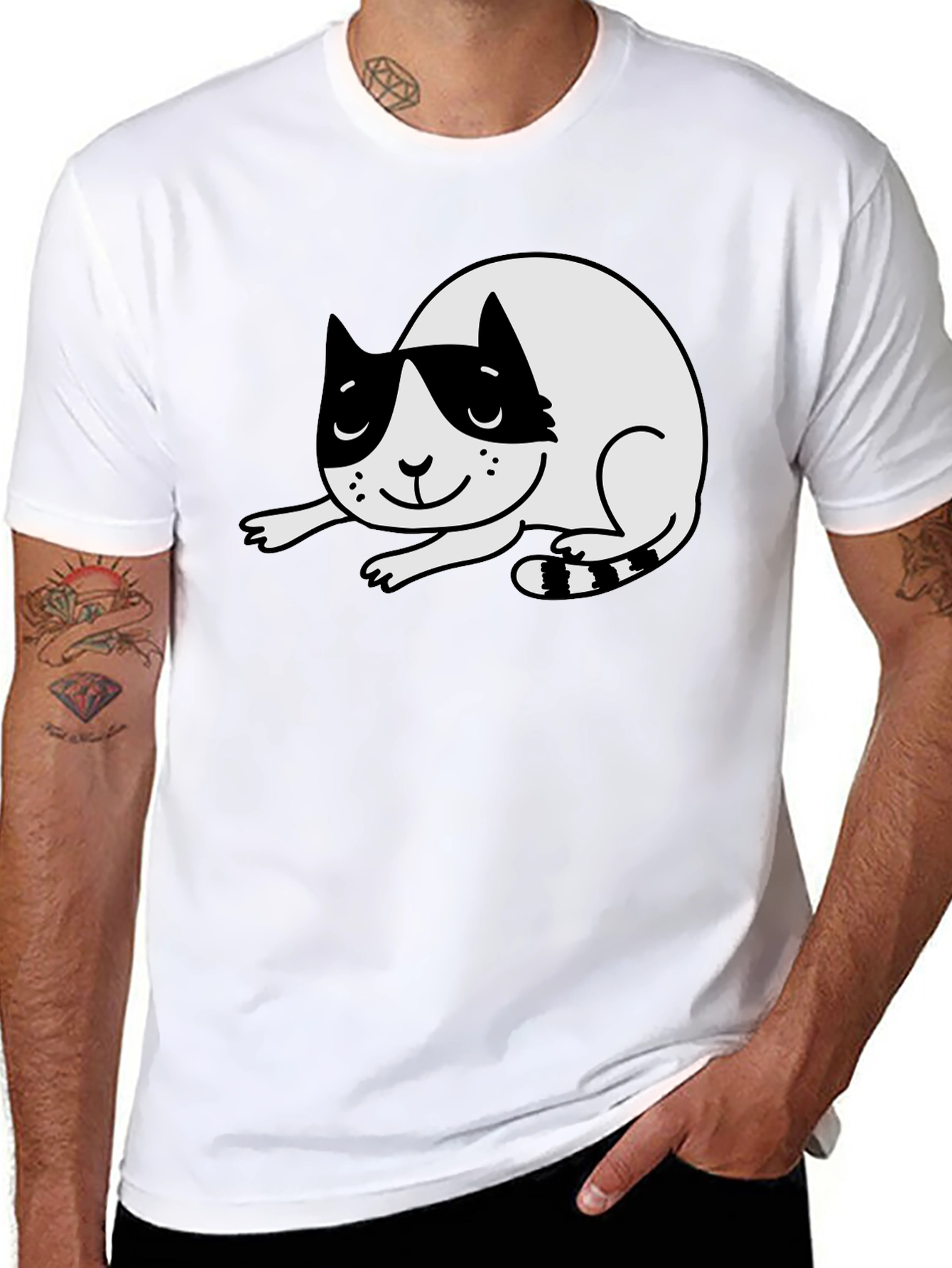 Black Cute Cat Graphic T-Shirt - Black view 8