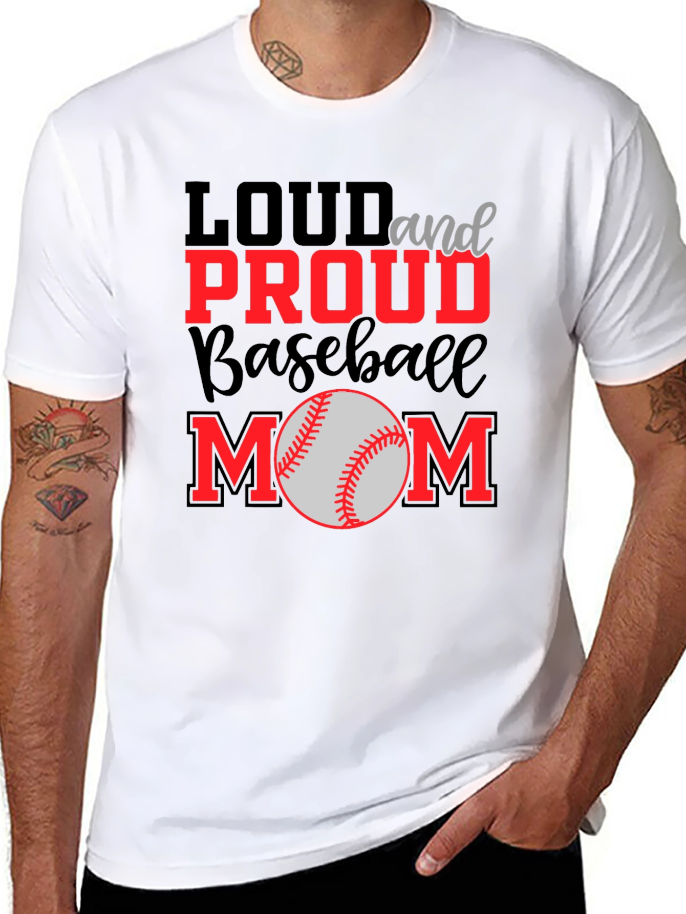 Black Loud and Proud Baseball Mom Graphic Tee view 8