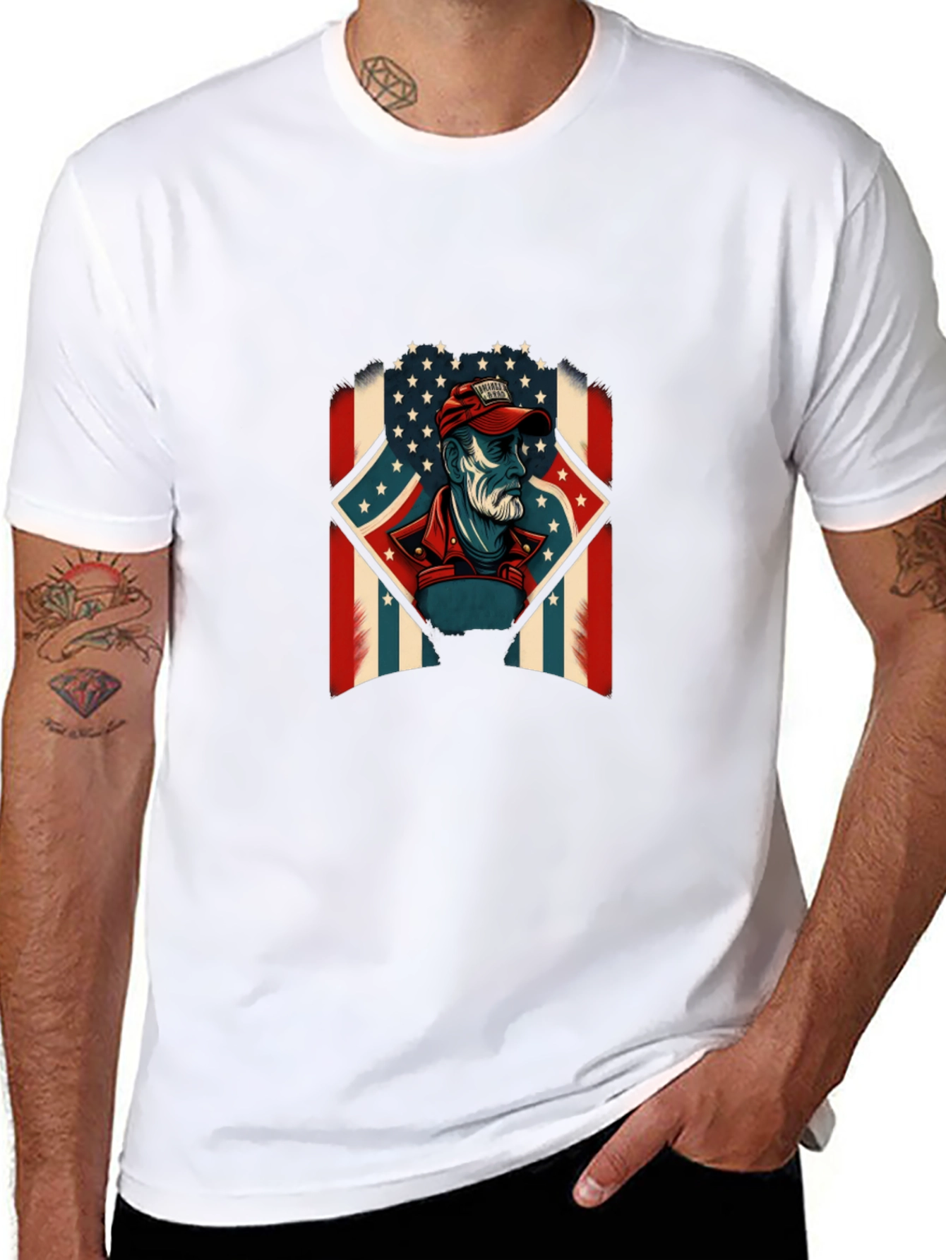 Black American Patriot Graphic T-Shirt - Patriotic Design view 8