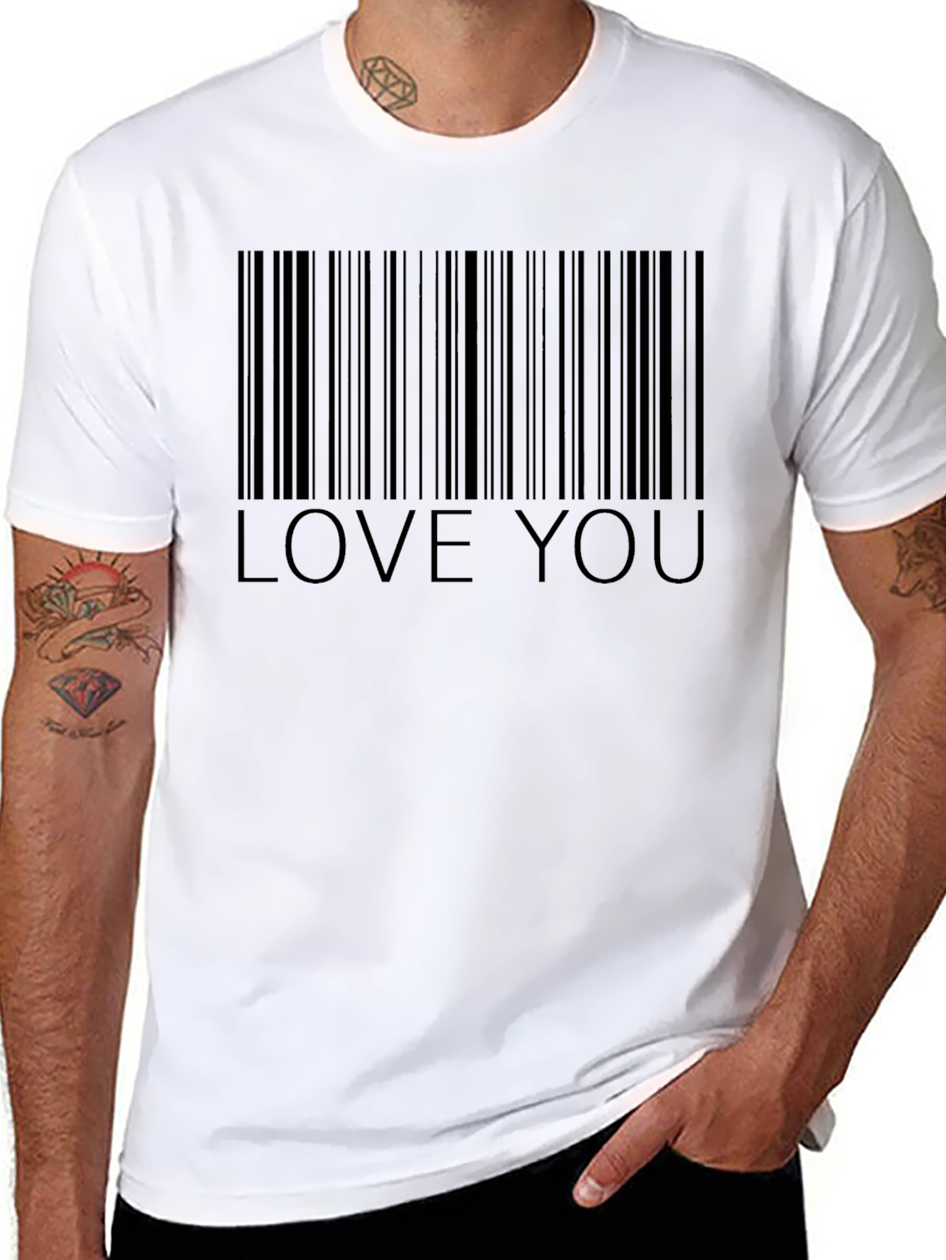 Black Love You Barcode Black T-Shirt - Unique Graphic Tee view 8