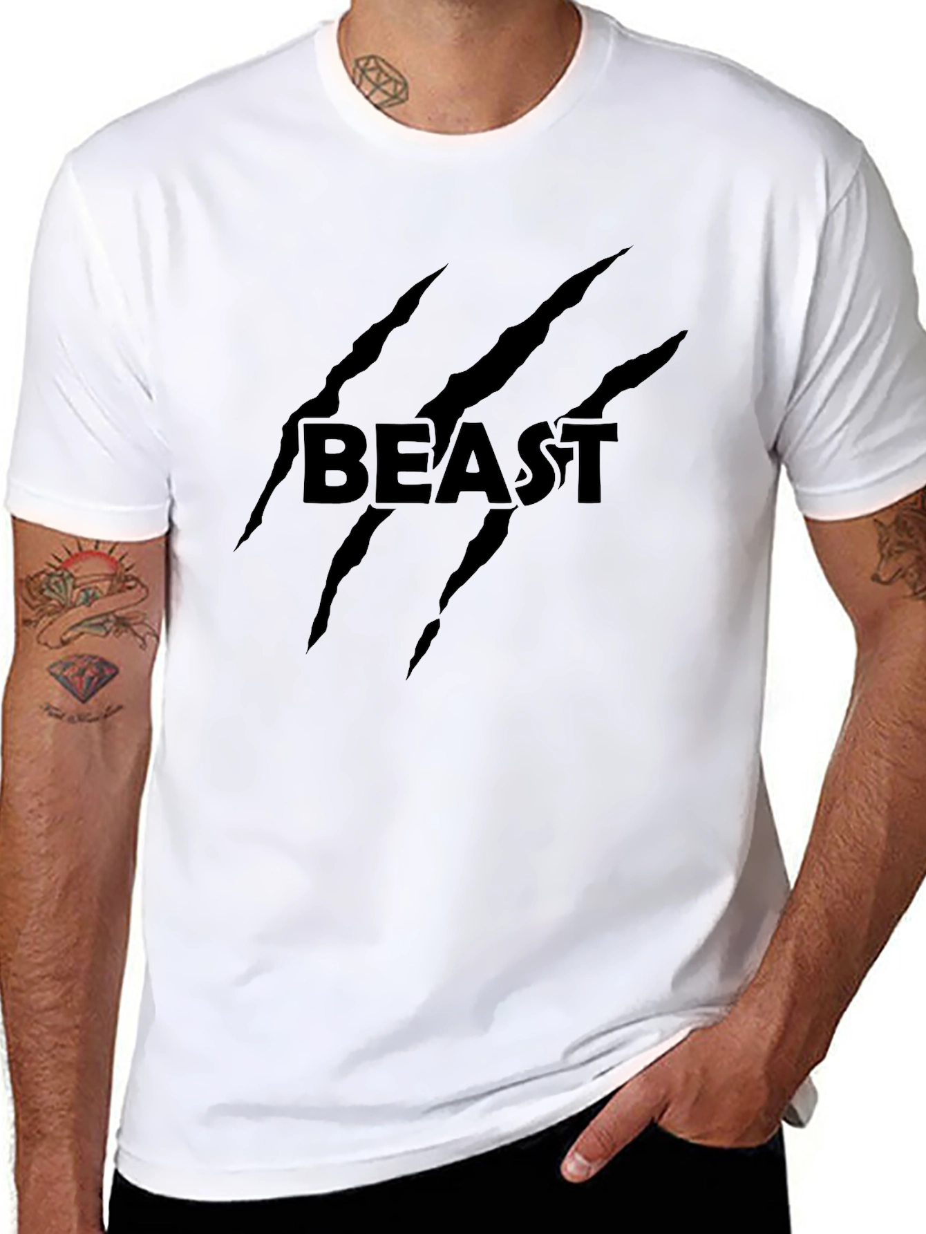 Black Men's Black Beast Claw Graphic Tee view 8