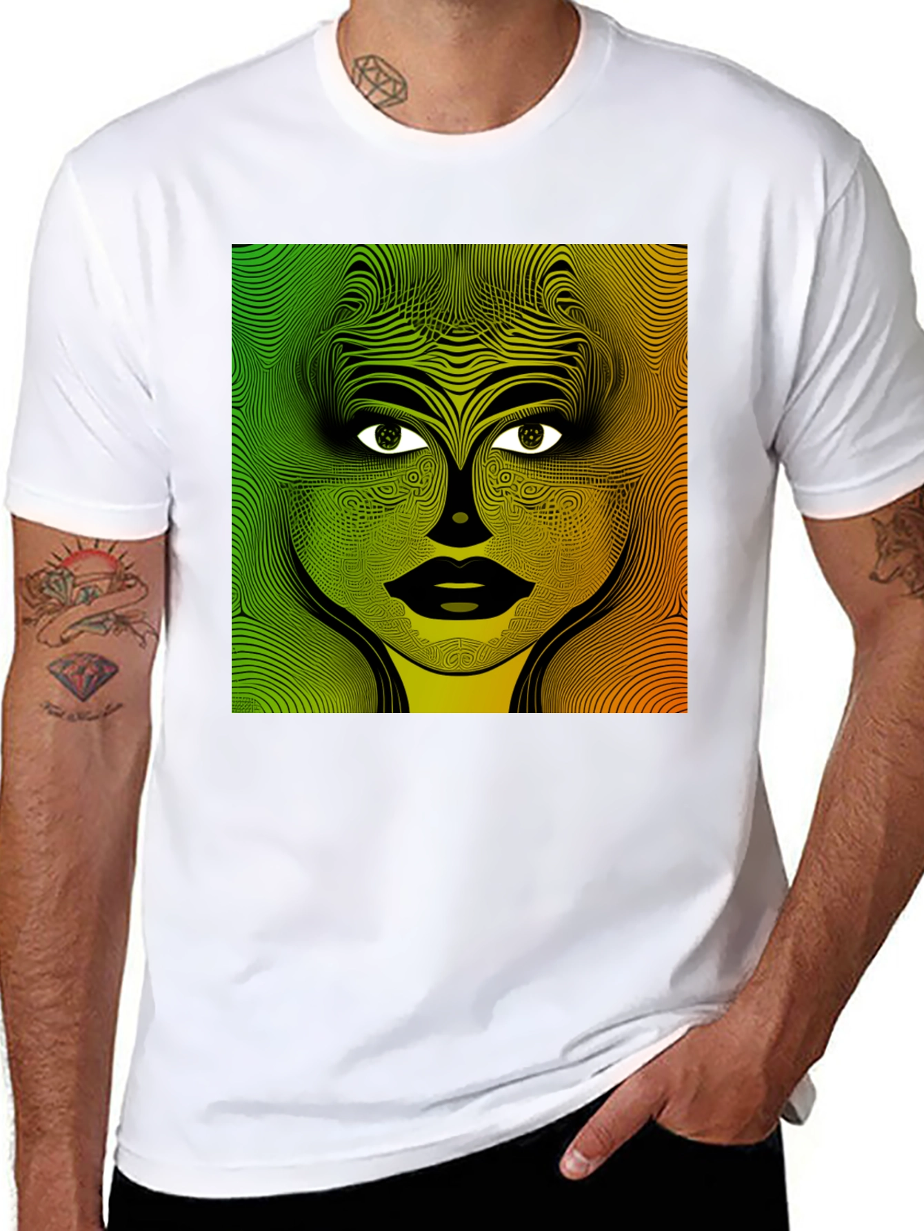 Black Abstract Woman Graphic Black T-Shirt view 8
