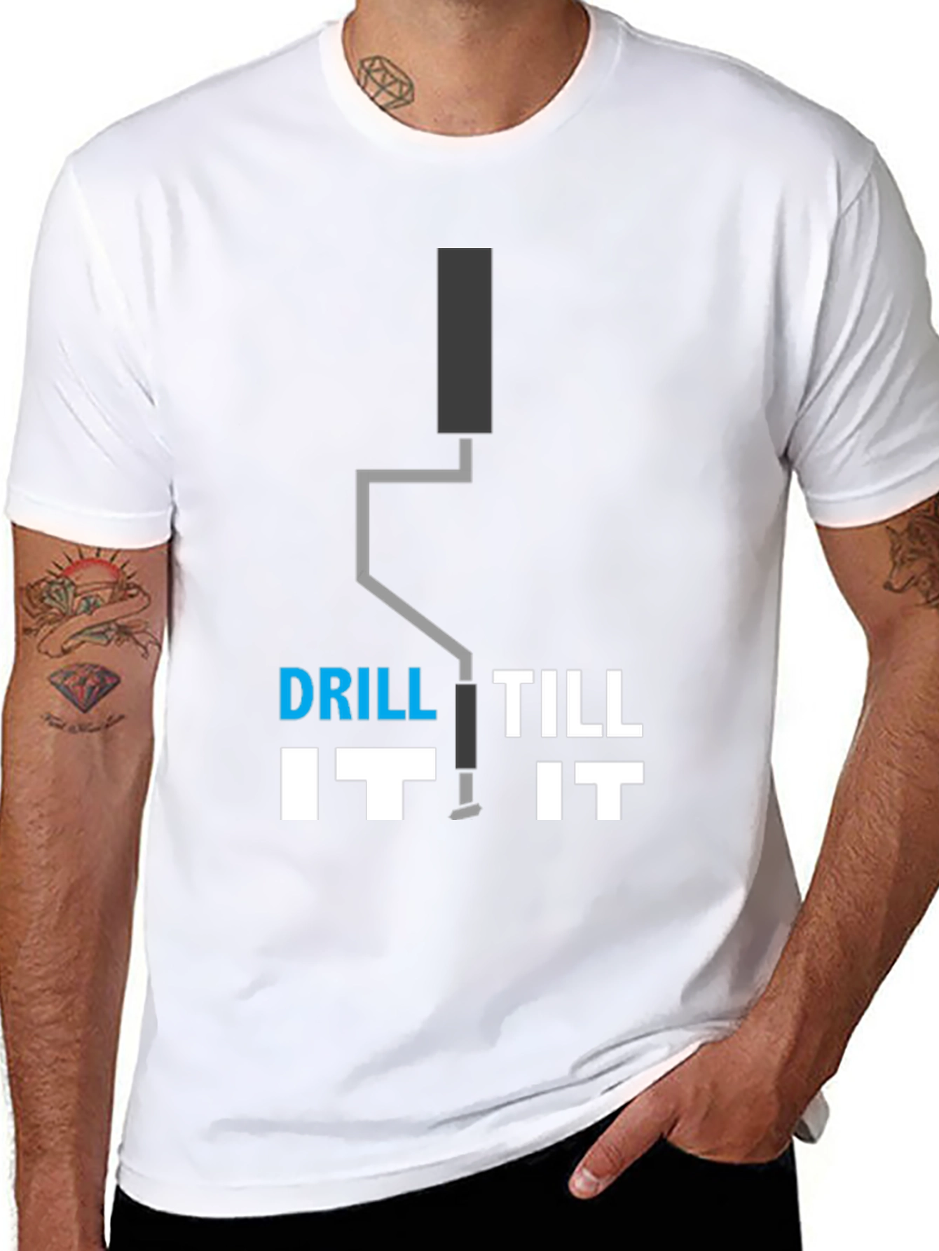 Black Drill Till It T-Shirt - Funny Construction Tee view 8