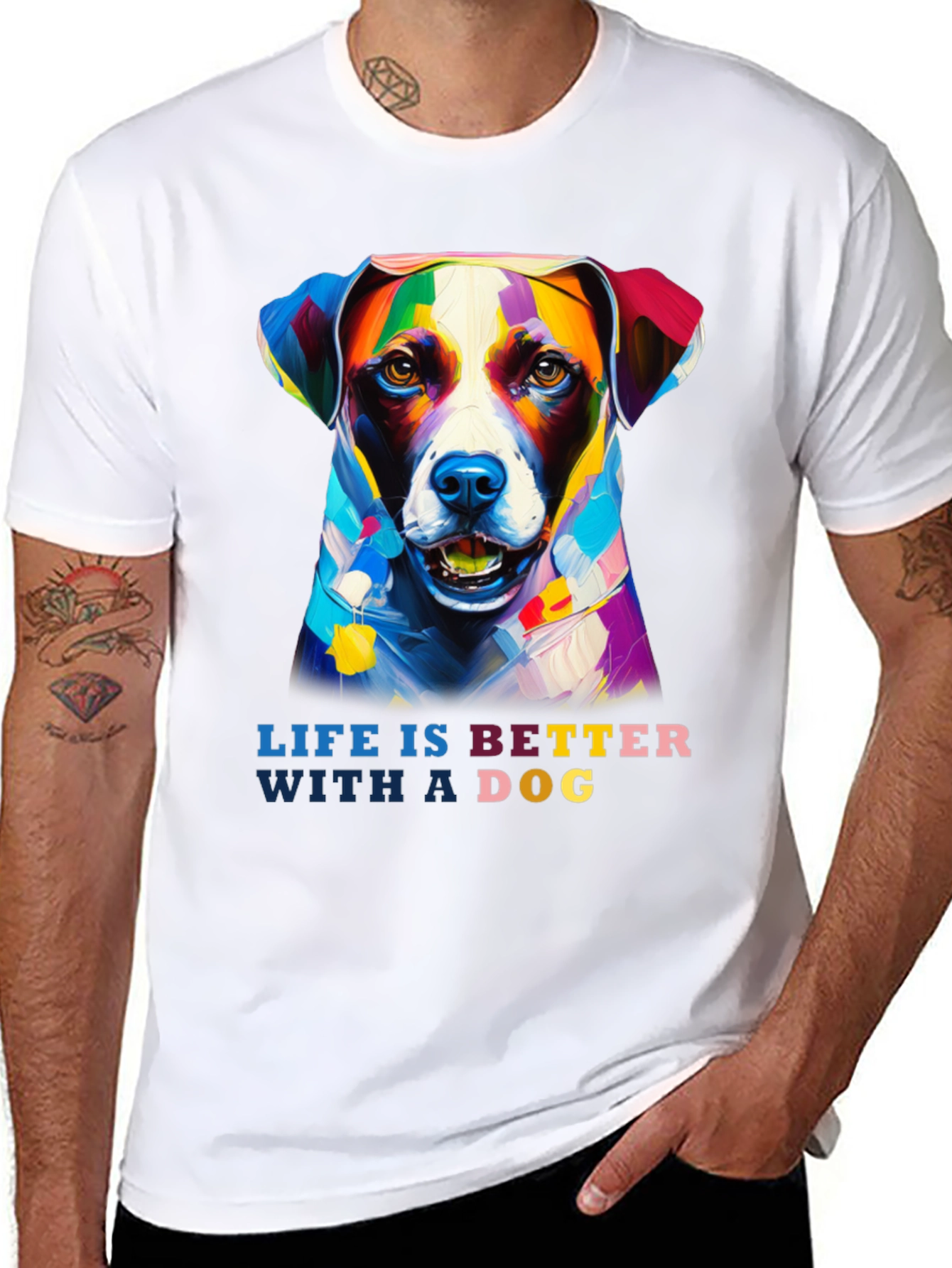 Black Life is Better with a Dog T-Shirt - Artistic Dog Portrait view 8