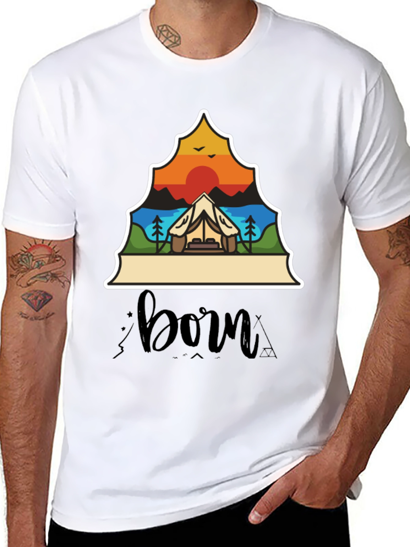 Black Camping Adventure T-Shirt - Born to Explore! view 8