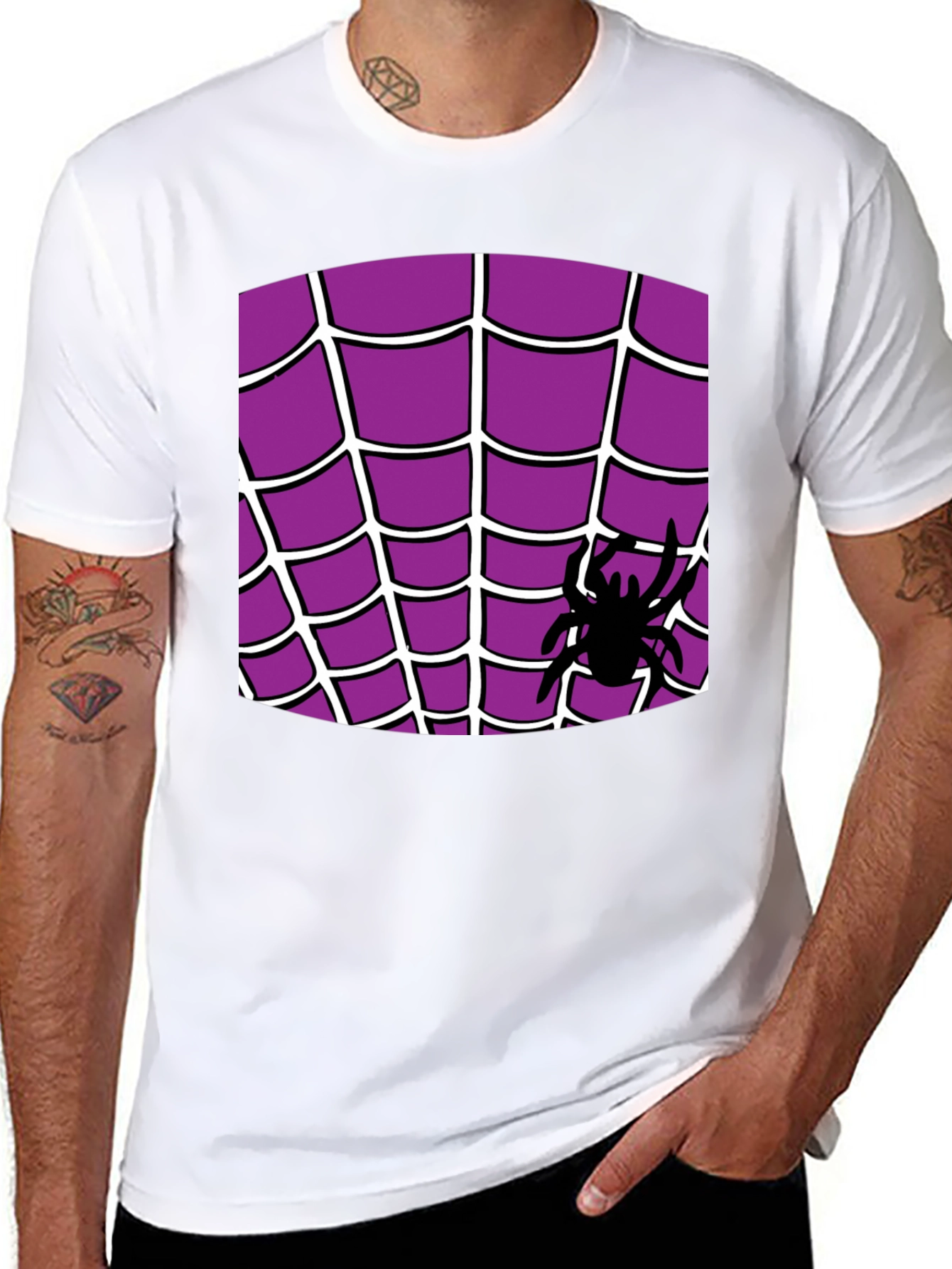 Black Spider Web T-Shirt - Halloween Costume view 8
