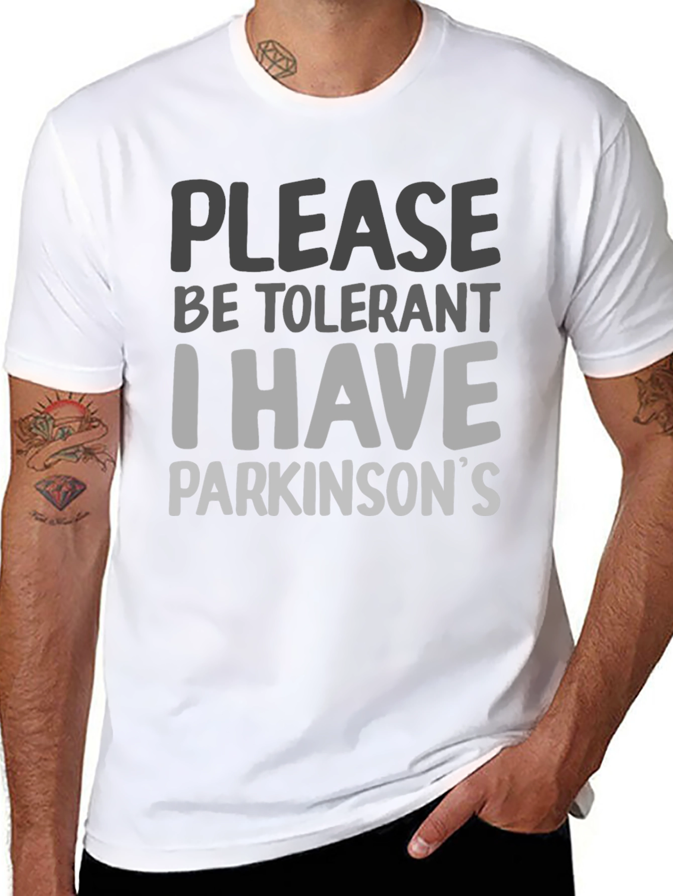 Black Please Be Tolerant I Have Parkinson's T-Shirt view 8