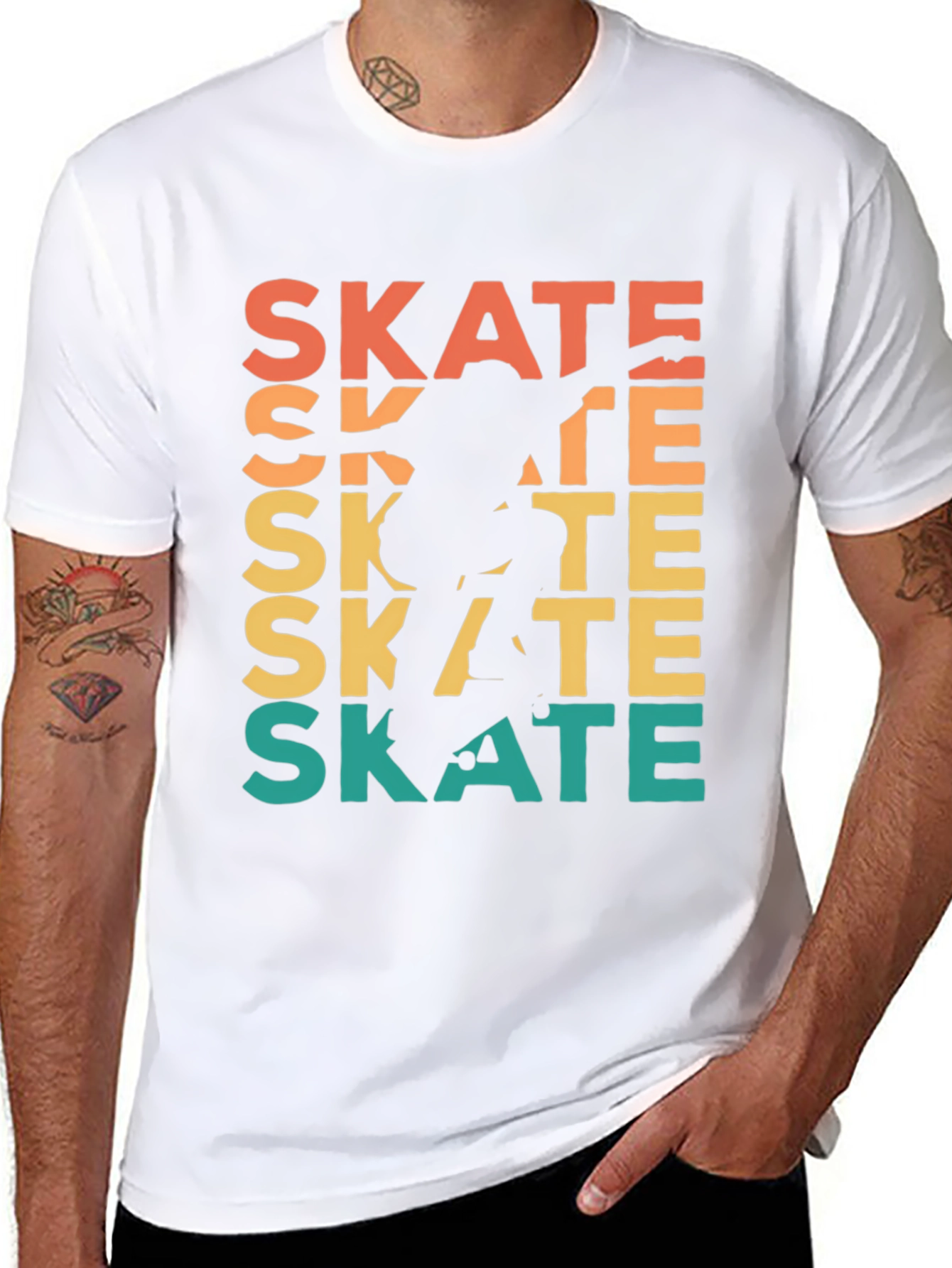 Black Retro Skate T-Shirt - Cool Skater Design view 8