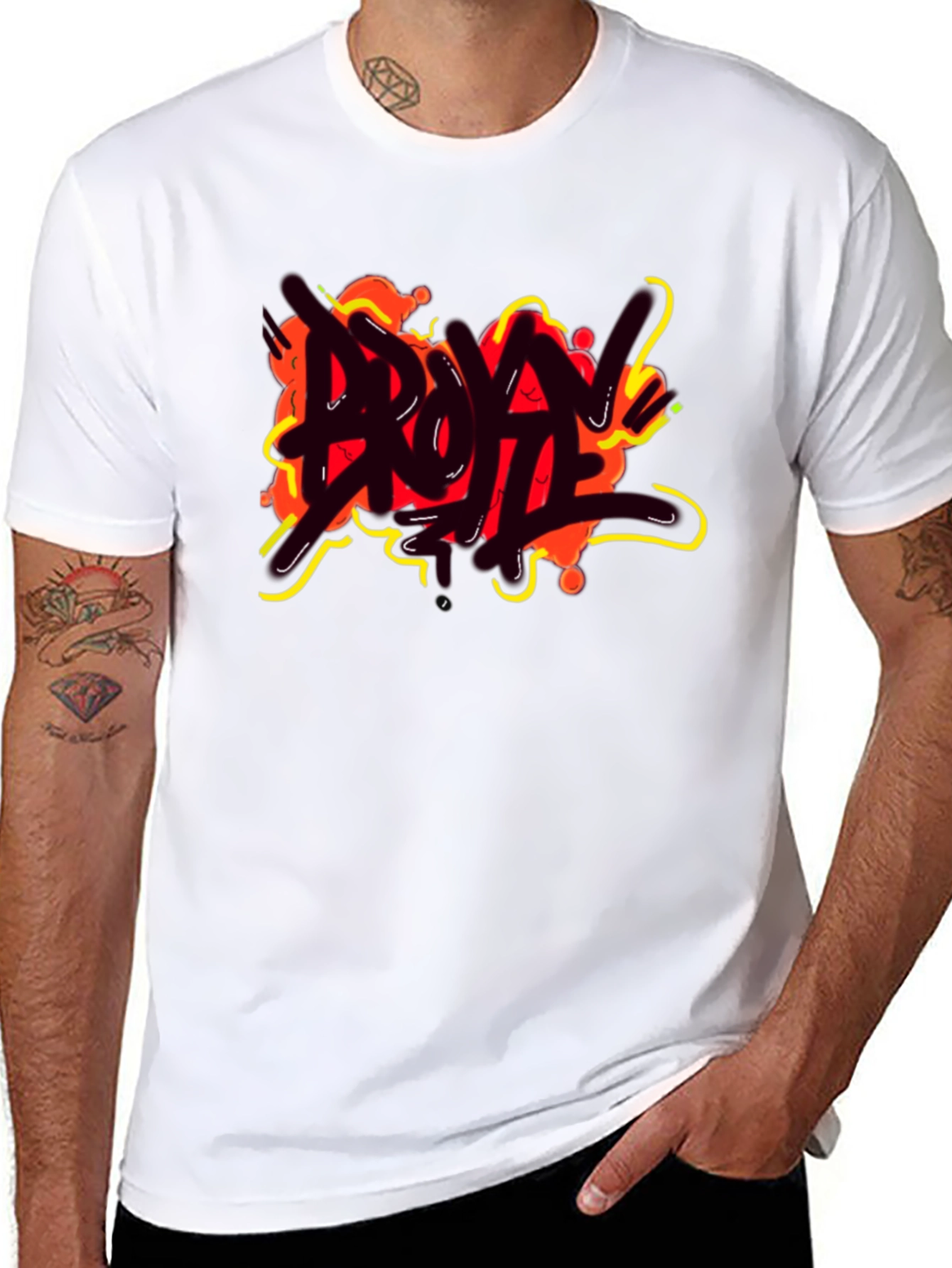 Black Edgy Graphic Tee - Bold Artistic Streetwear T-Shirt view 8