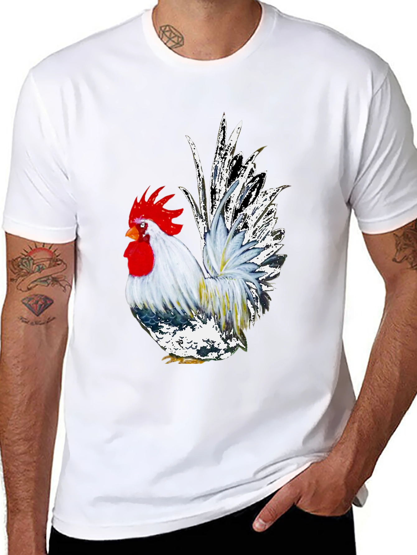 Rooster Graphic Tee - Cool Farm Animal T-Shirt - 8