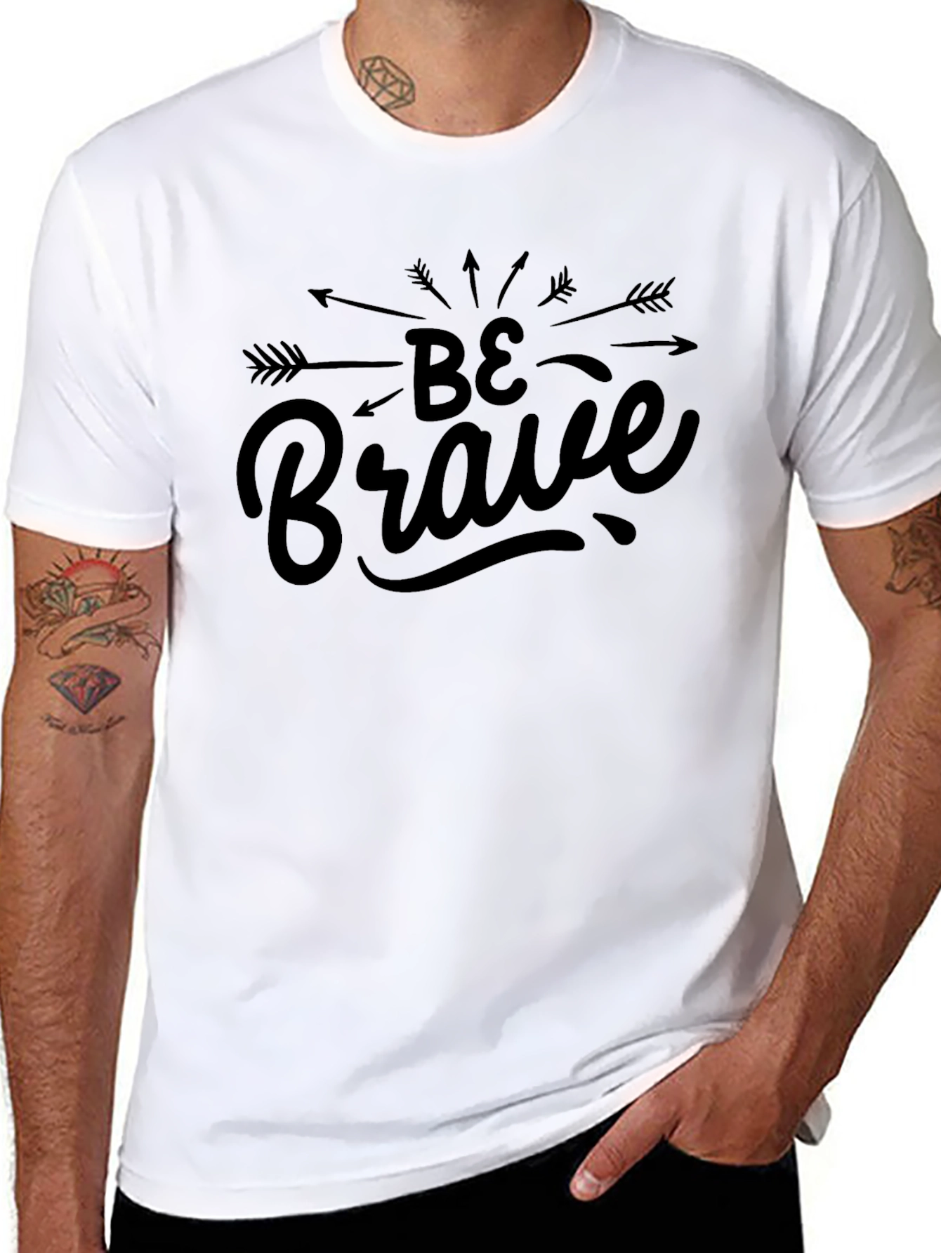 Black Be Brave Arrow Graphic Tee - Men's Black T-Shirt view 8
