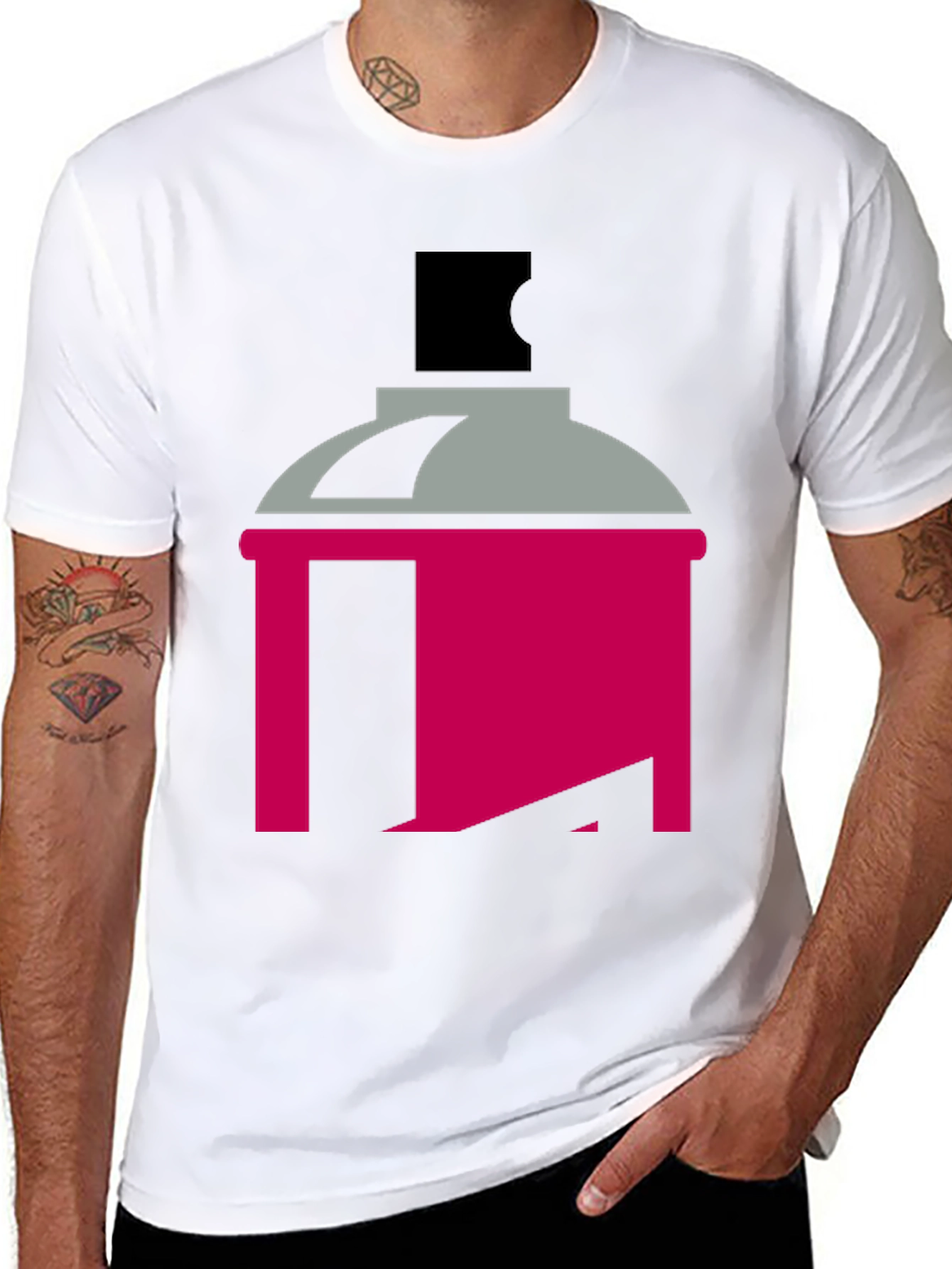 Black Spray Paint Can Graphic Tee - Modern Art Style view 8