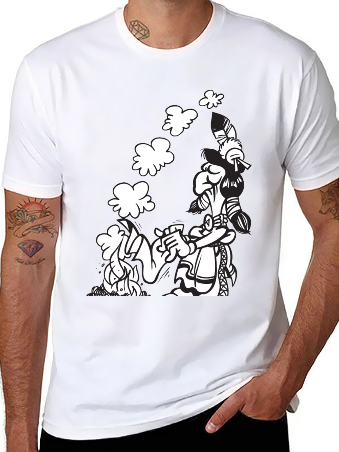 Black Black T-Shirt with Cartoon Graphic view 8