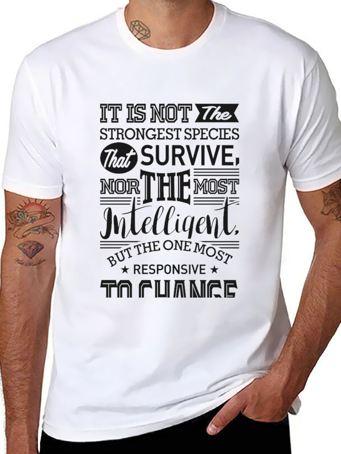 Black Motivational T-Shirt: Adapt to Change view 8