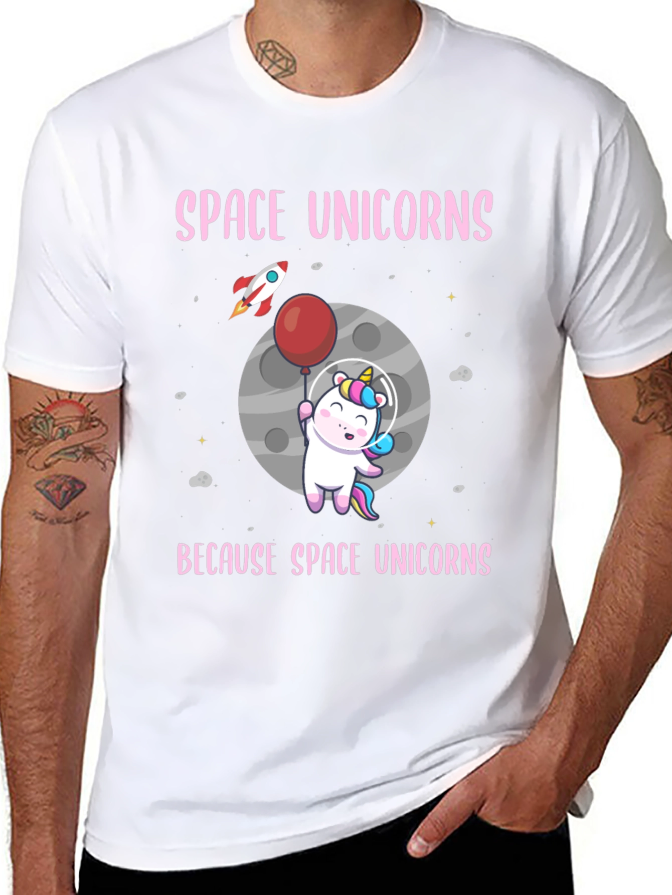 Black Space Unicorns Graphic T-Shirt view 8