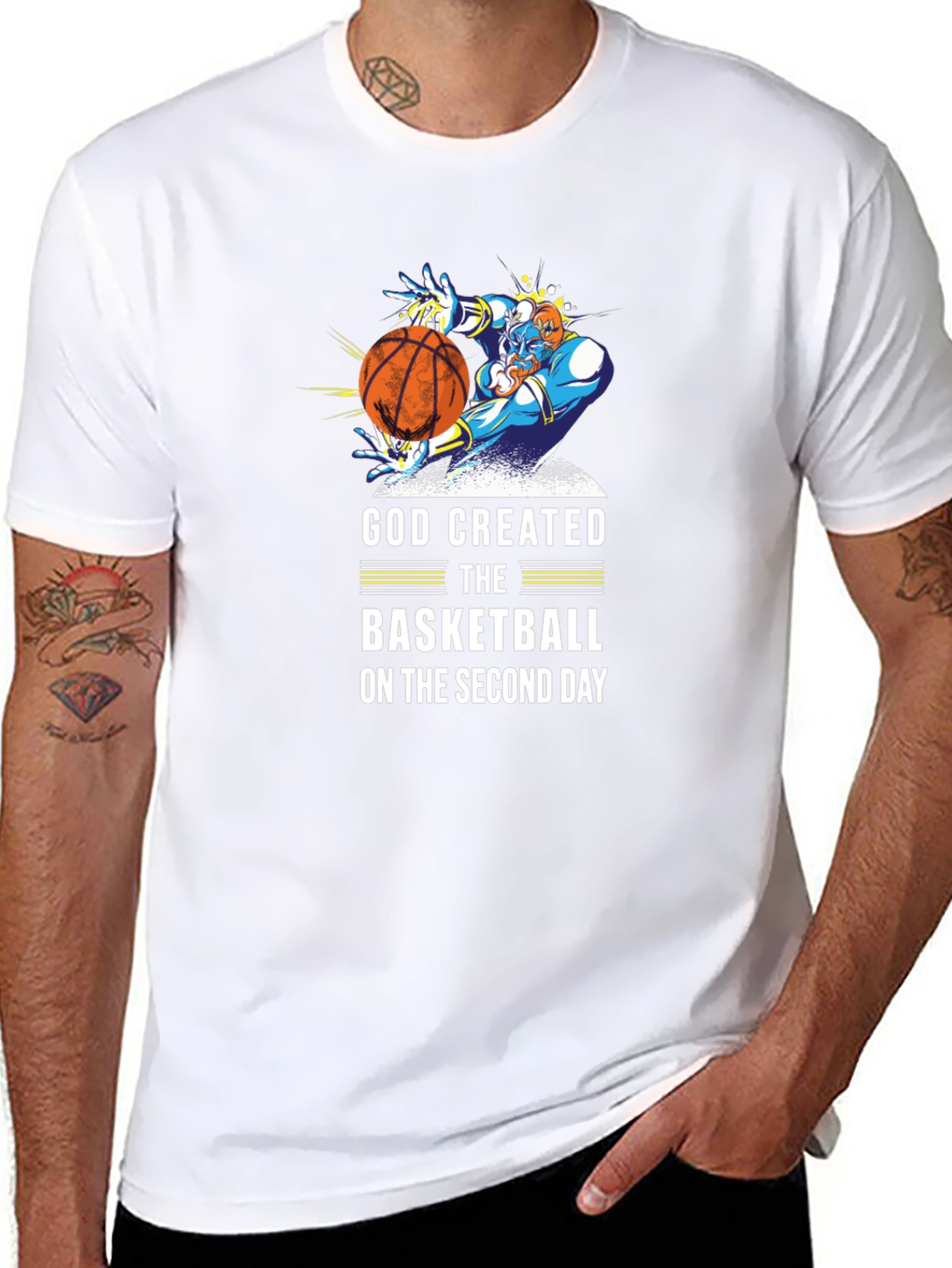 Black God Created Basketball T-Shirt view 8