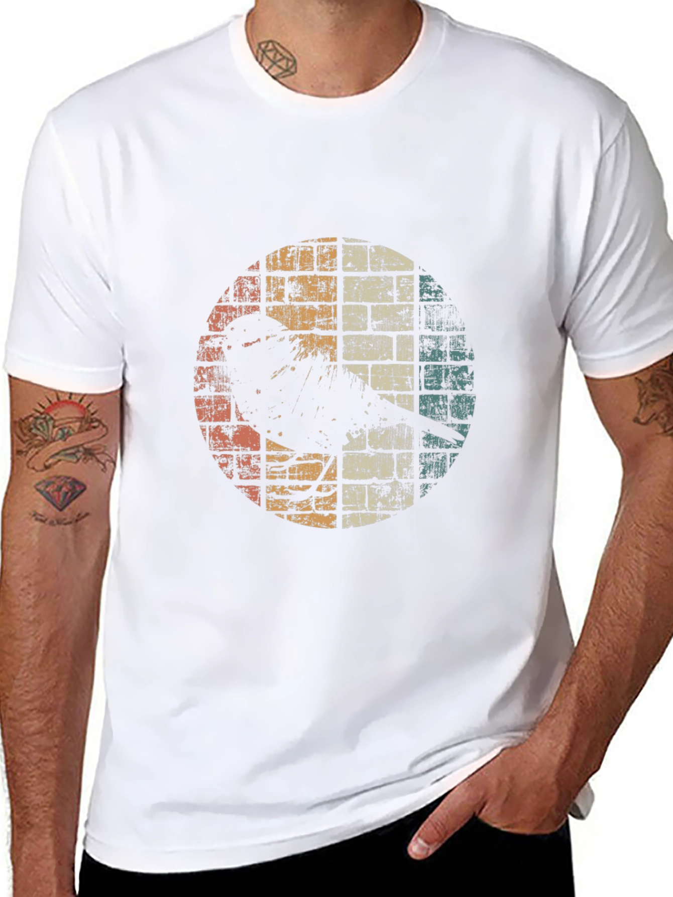 Black Retro Bird Graphic Tee - Distressed Design view 8