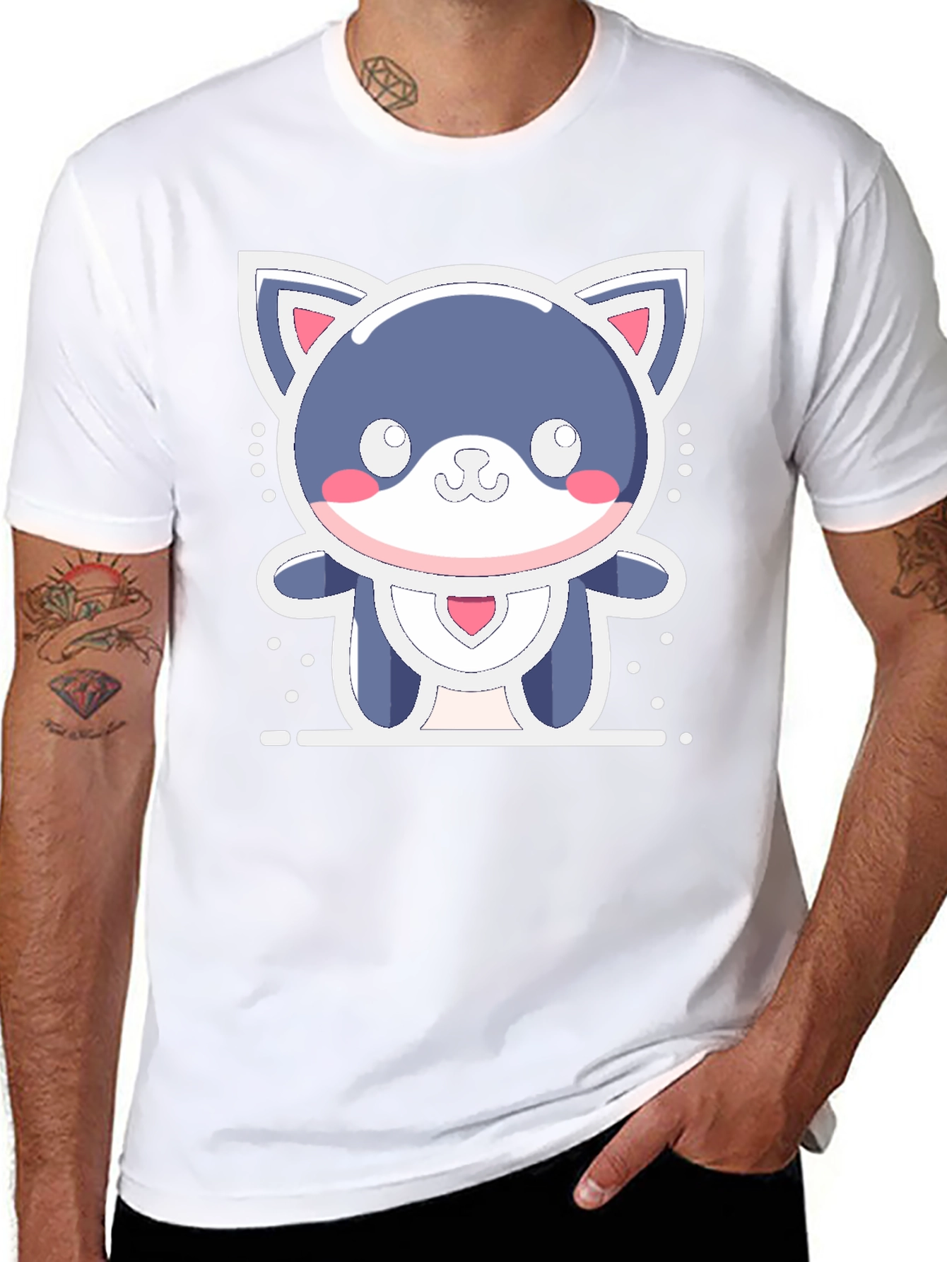 Black Cute Kawaii Cat T-Shirt - Soft & Stylish view 8