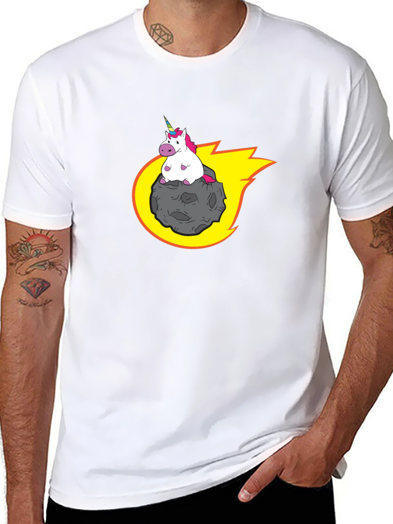 Black Unicorn Riding Meteor T-Shirt view 8