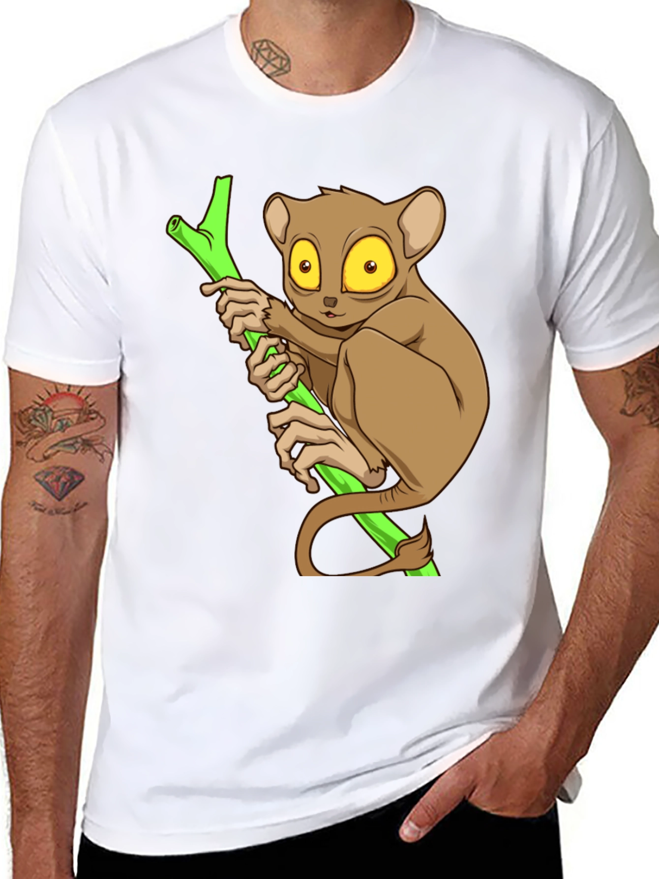Black Cute Tarsier Graphic Tee - Black Cotton view 8
