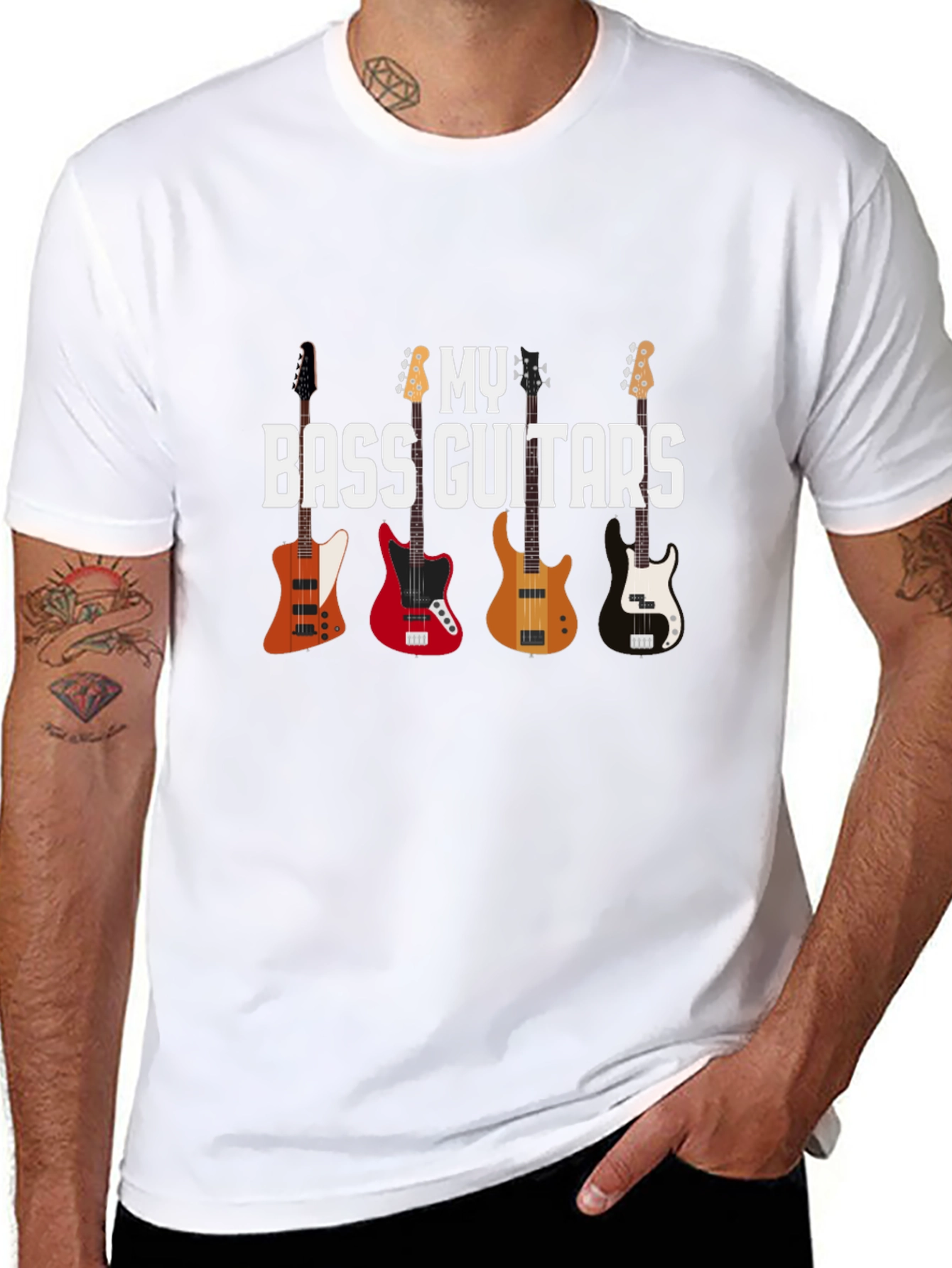 Black Bass Guitars T-Shirt - Musician's Gift view 8
