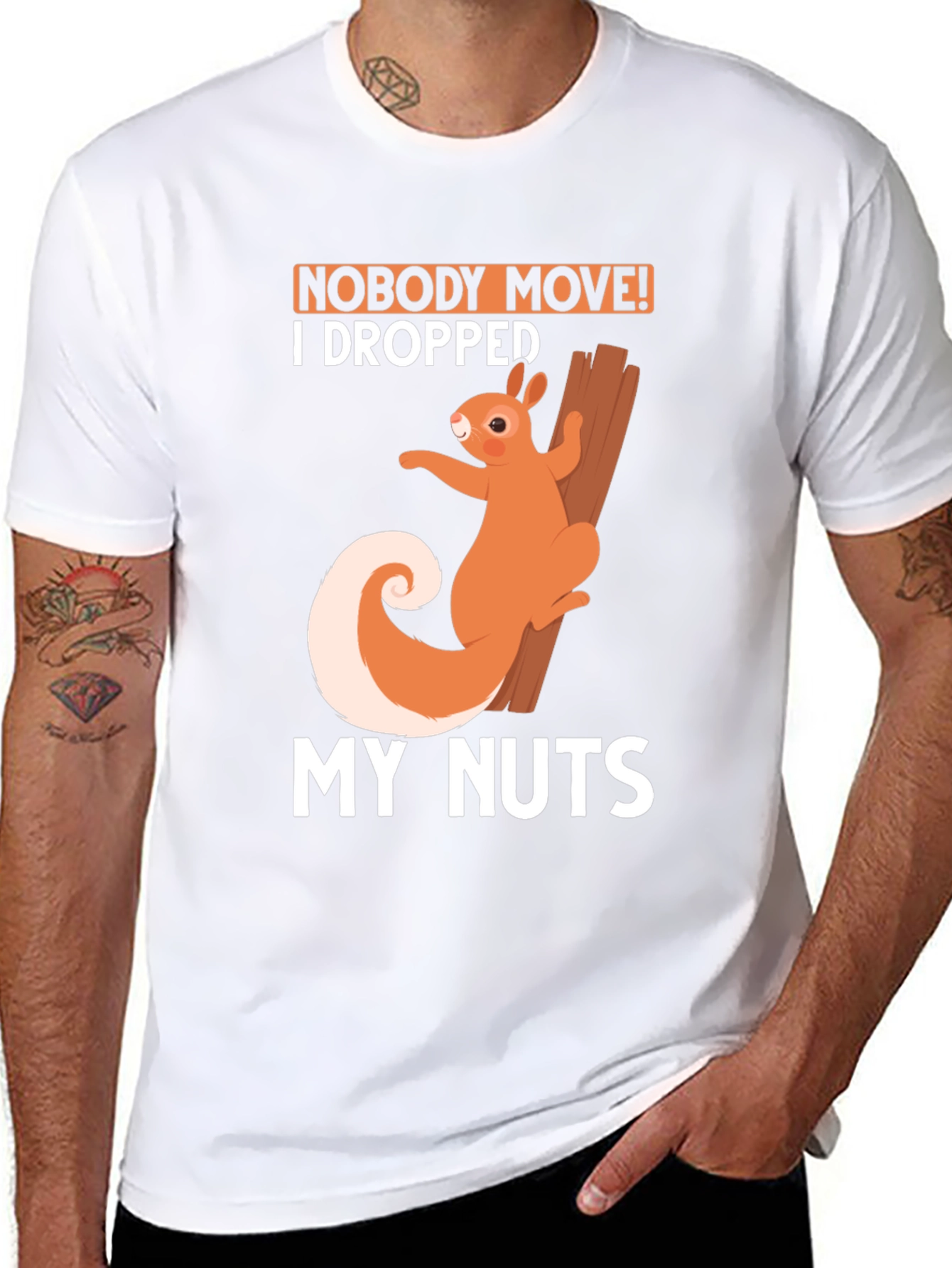 Black Funny Squirrel T-Shirt: Nobody Move I Dropped My Nuts! view 8