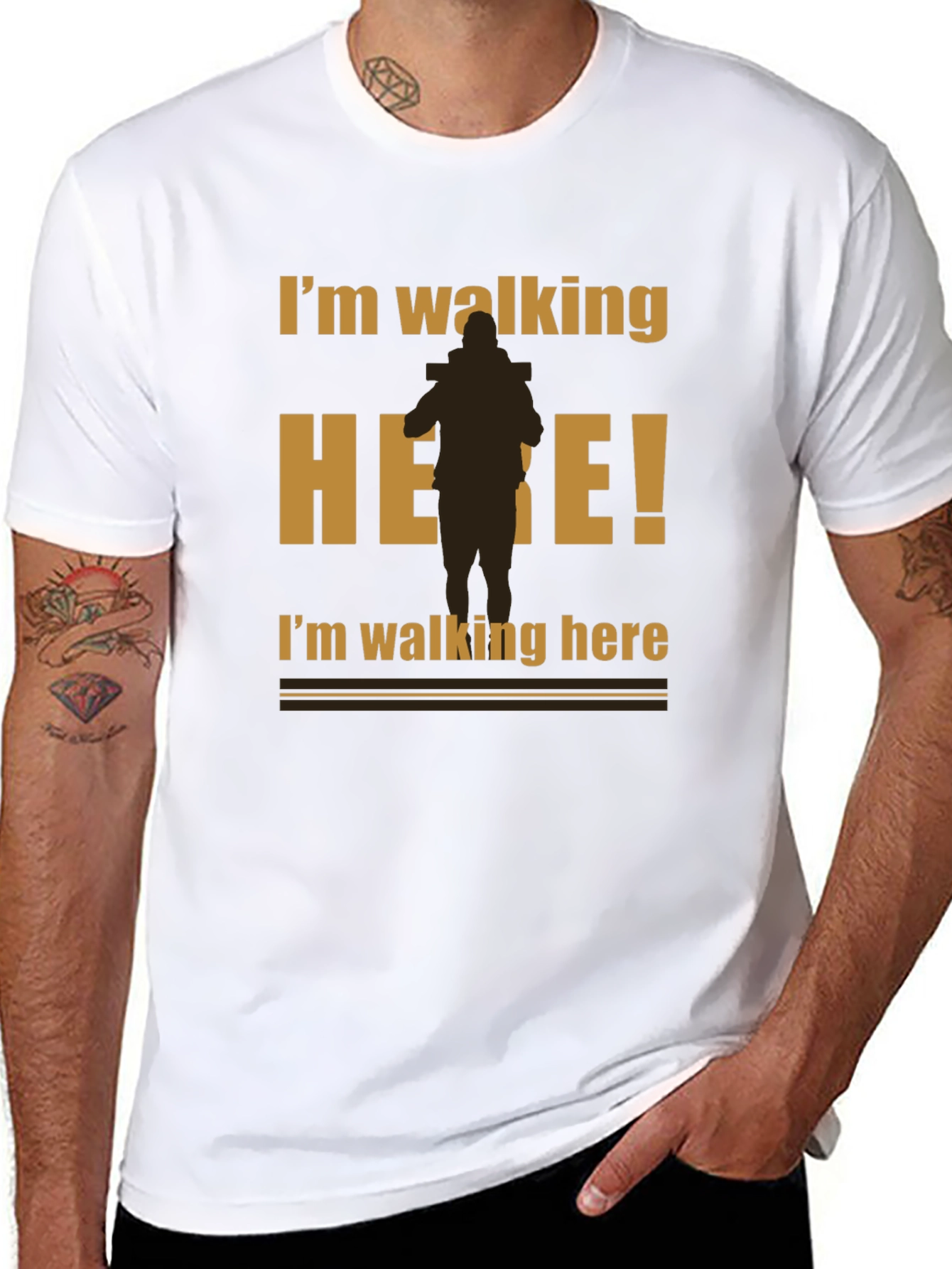 Black I'm Walking Here Funny Graphic T-Shirt view 8