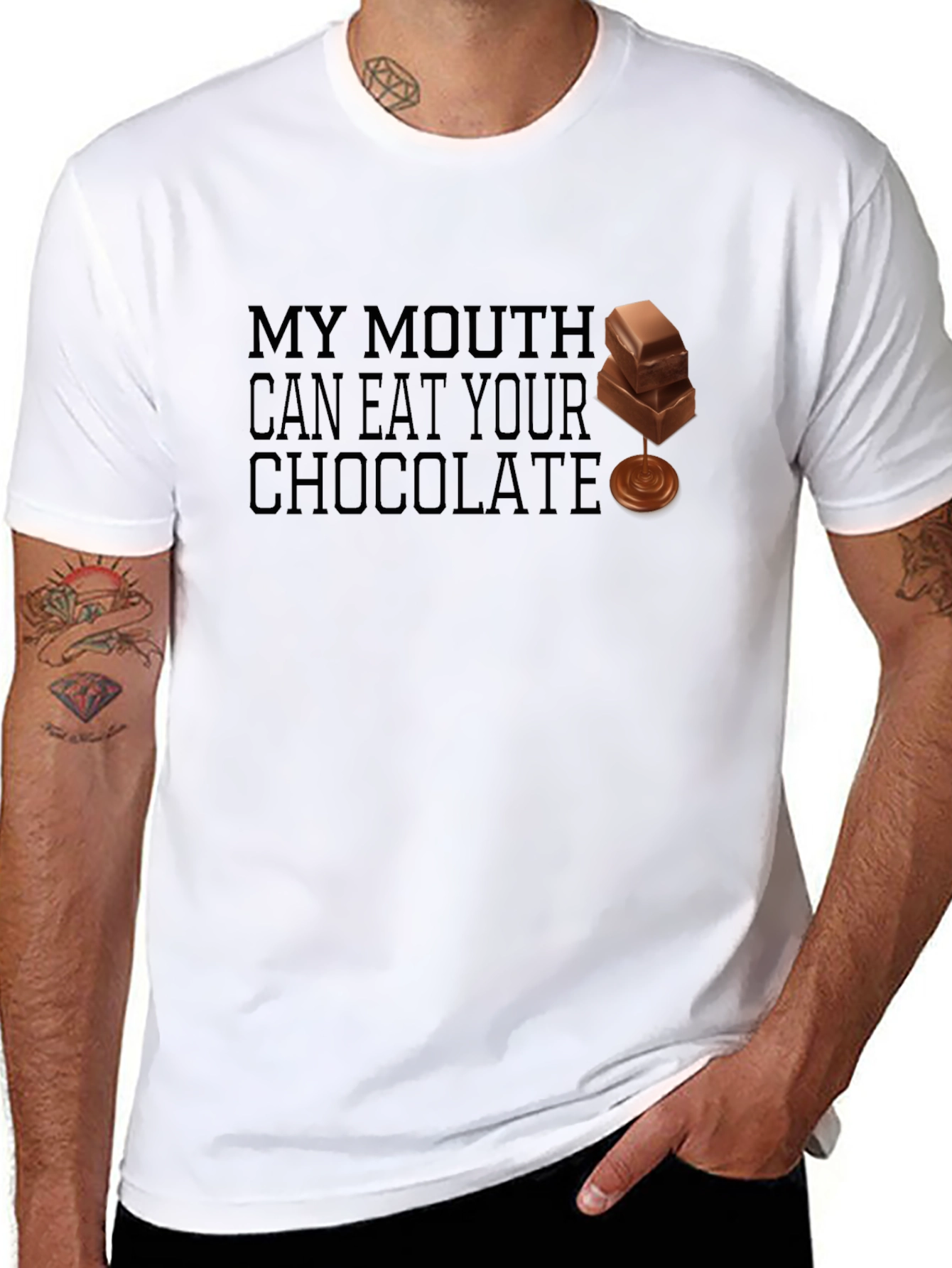 Black My Mouth Can Eat Your Chocolate - Funny T-Shirt view 8