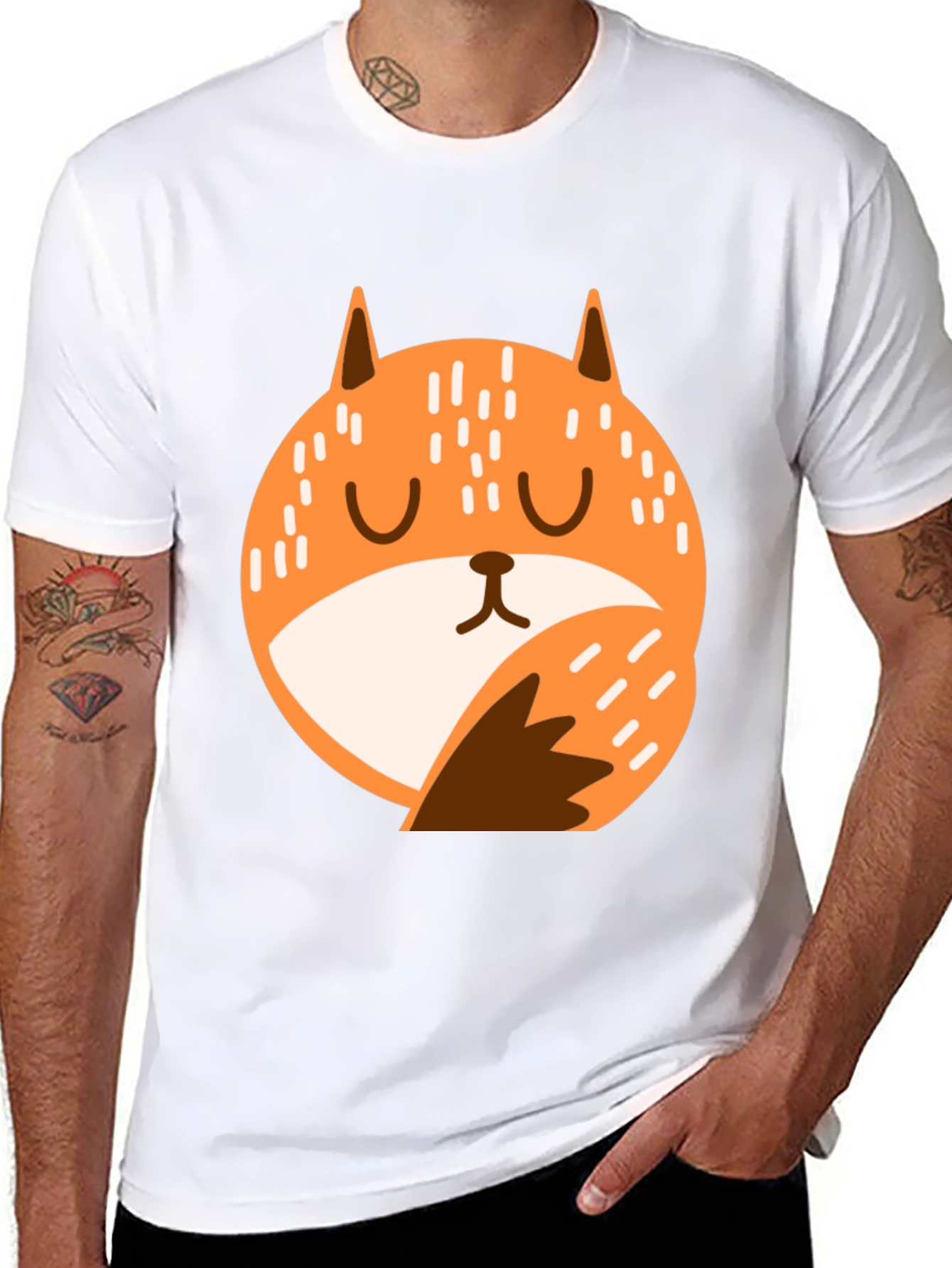 Black Cute Fox Graphic T-Shirt - Relaxed Fit view 8