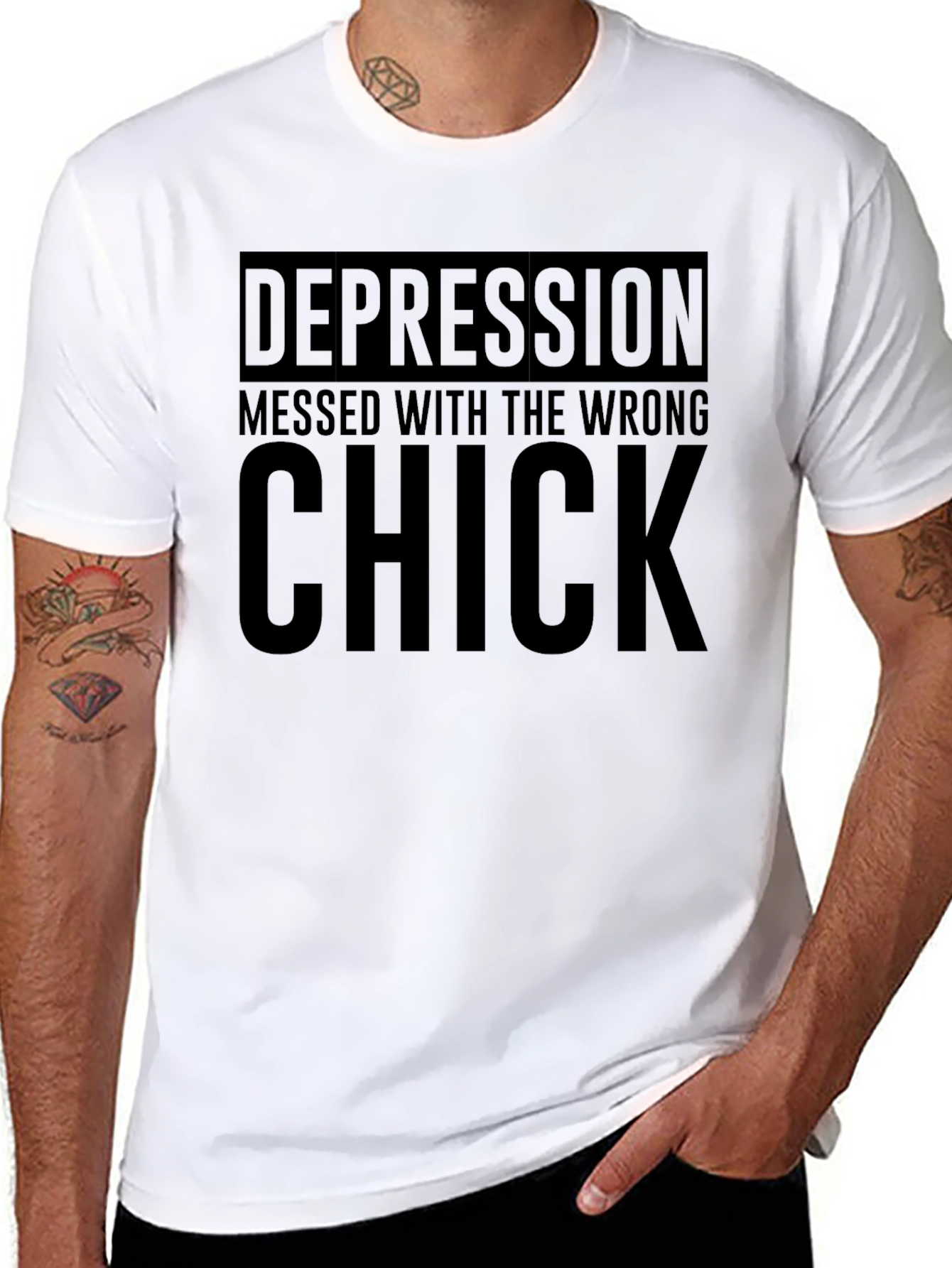 Black Depression Messed With The Wrong Chick Black T-Shirt view 8