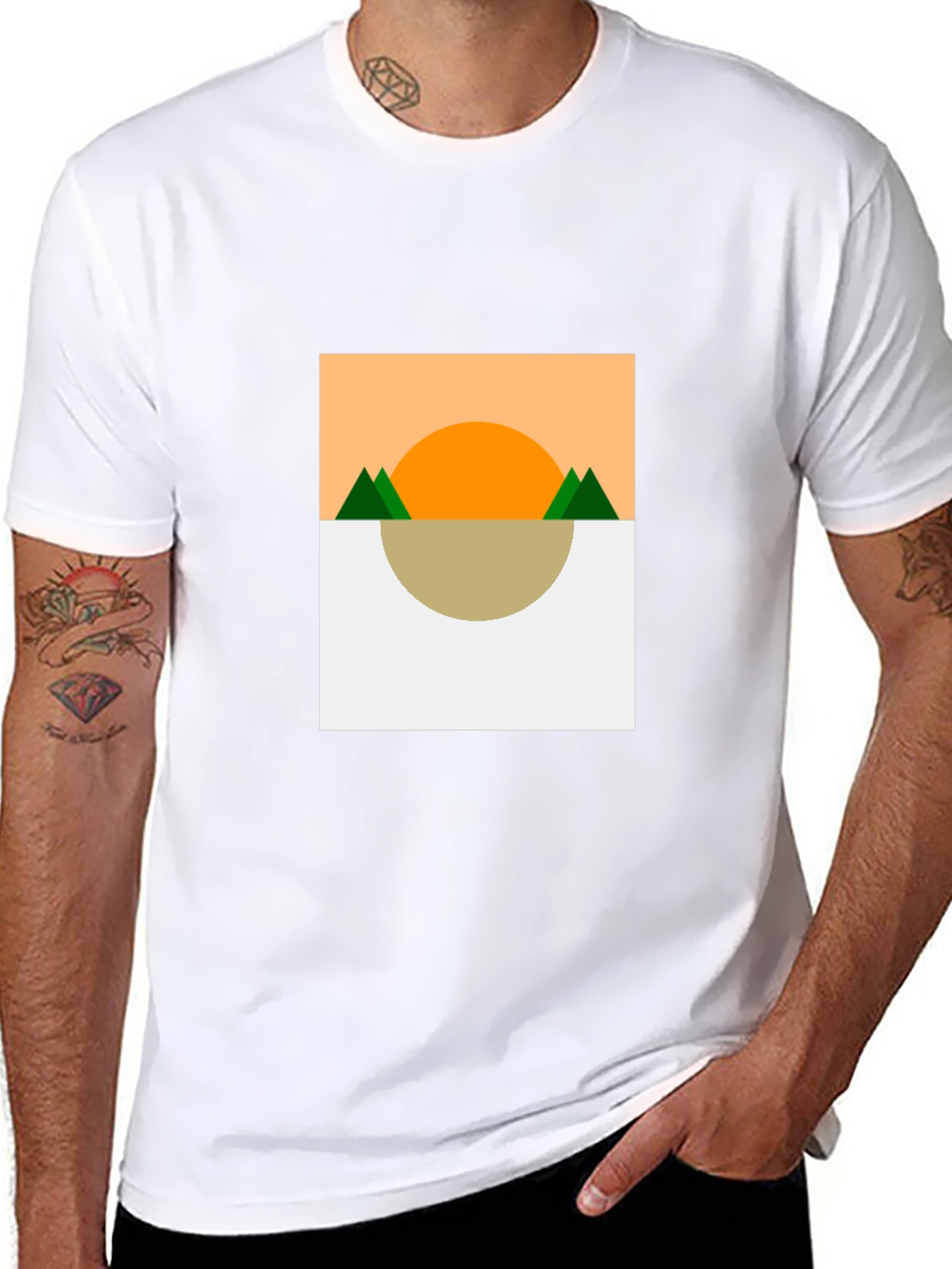 Black Geometric Landscape T-Shirt view 8