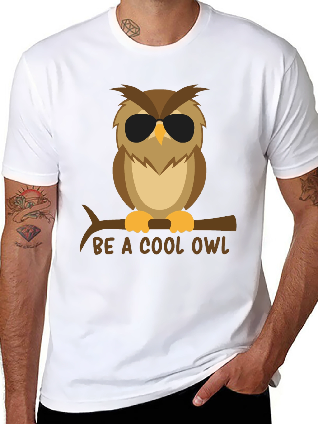 Black Cool Owl Graphic Tee - Black T-Shirt view 8