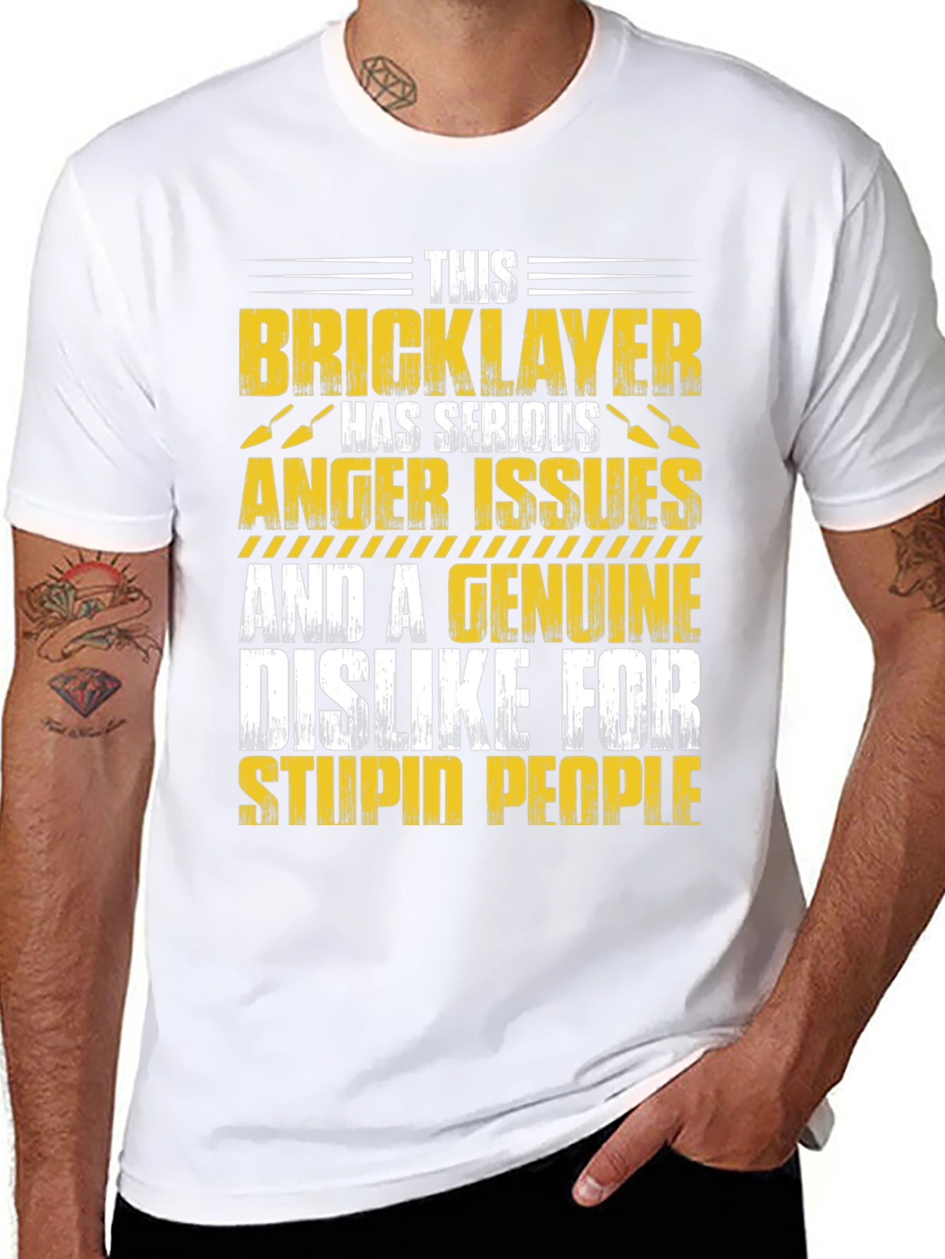 Black Bricklayer Graphic T-Shirt: Serious Anger Issues, Funny Tee view 8