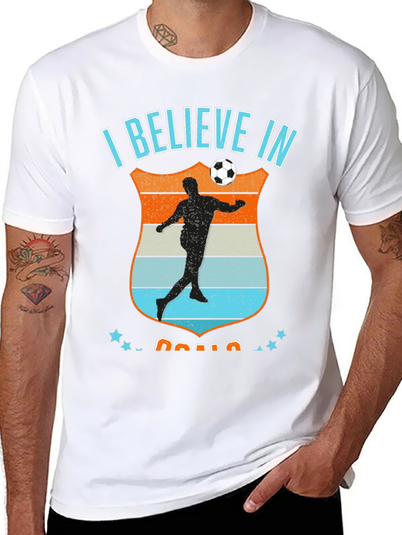 Black I Believe in Goals Black Soccer Graphic Tee view 8