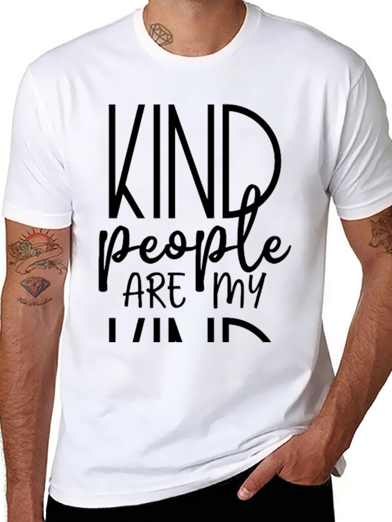 Black Kind People Tee - Soft Cotton Blend, Inspirational Design view 8