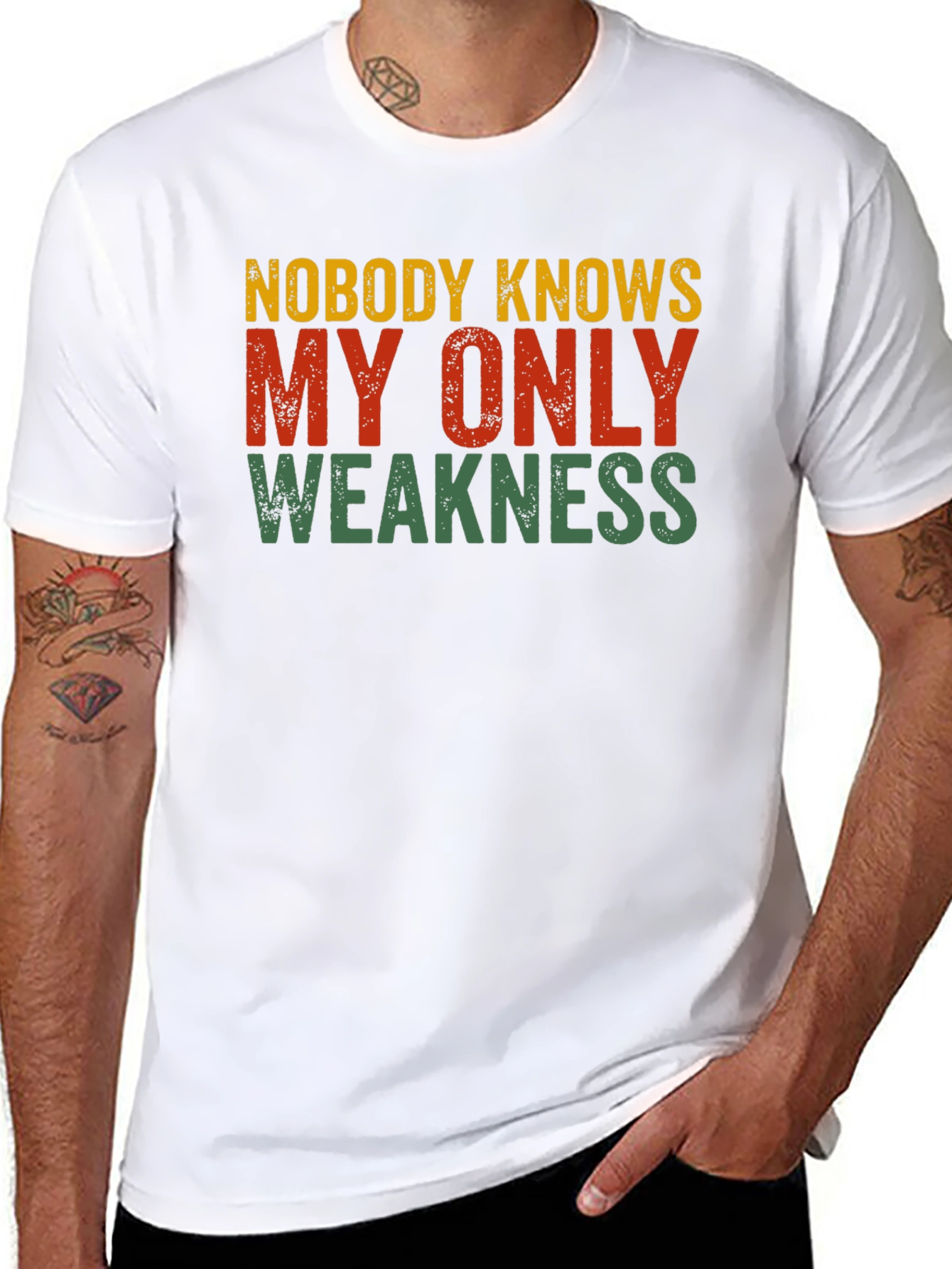 Black Nobody Knows My Only Weakness T-Shirt view 8