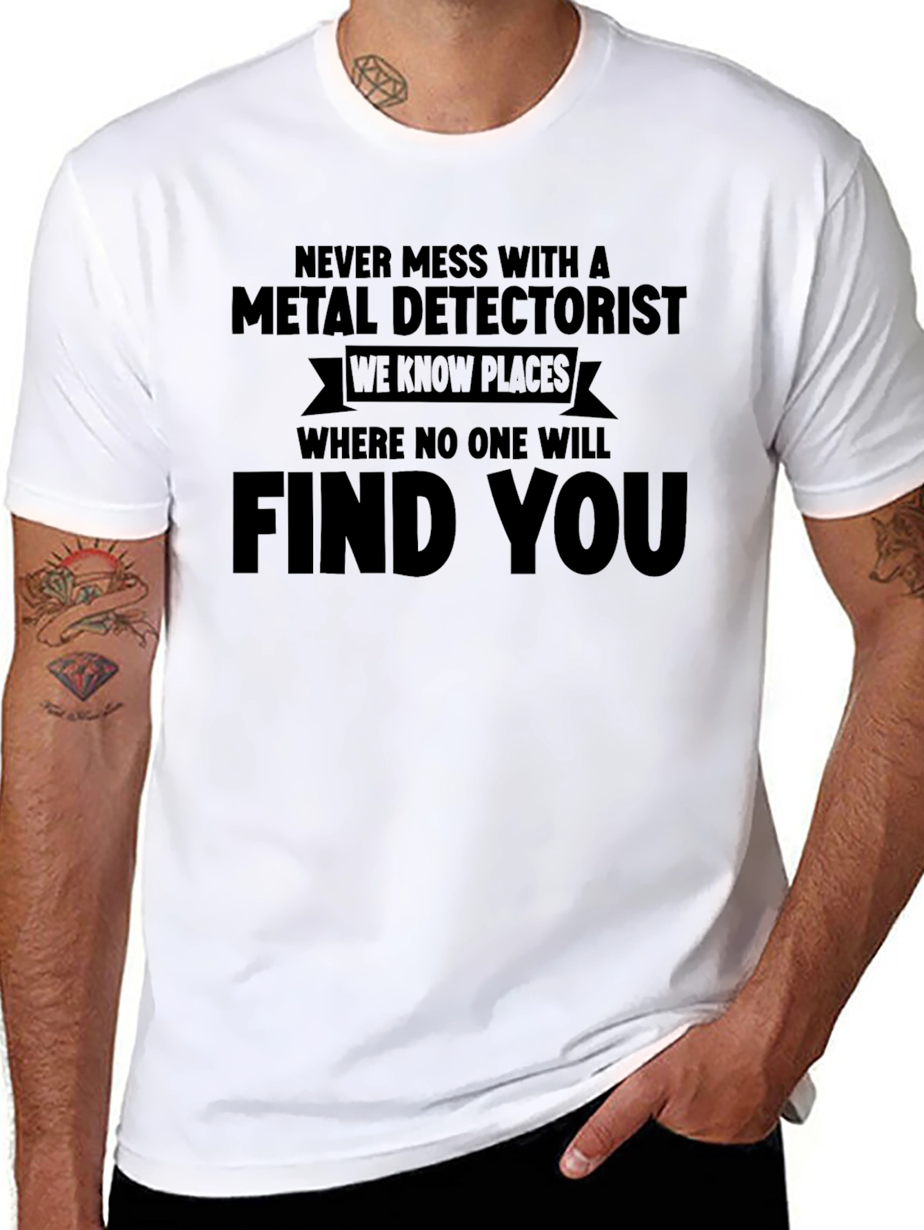 Black Metal Detectorist Novelty T-Shirt - Funny Gift Tee view 8